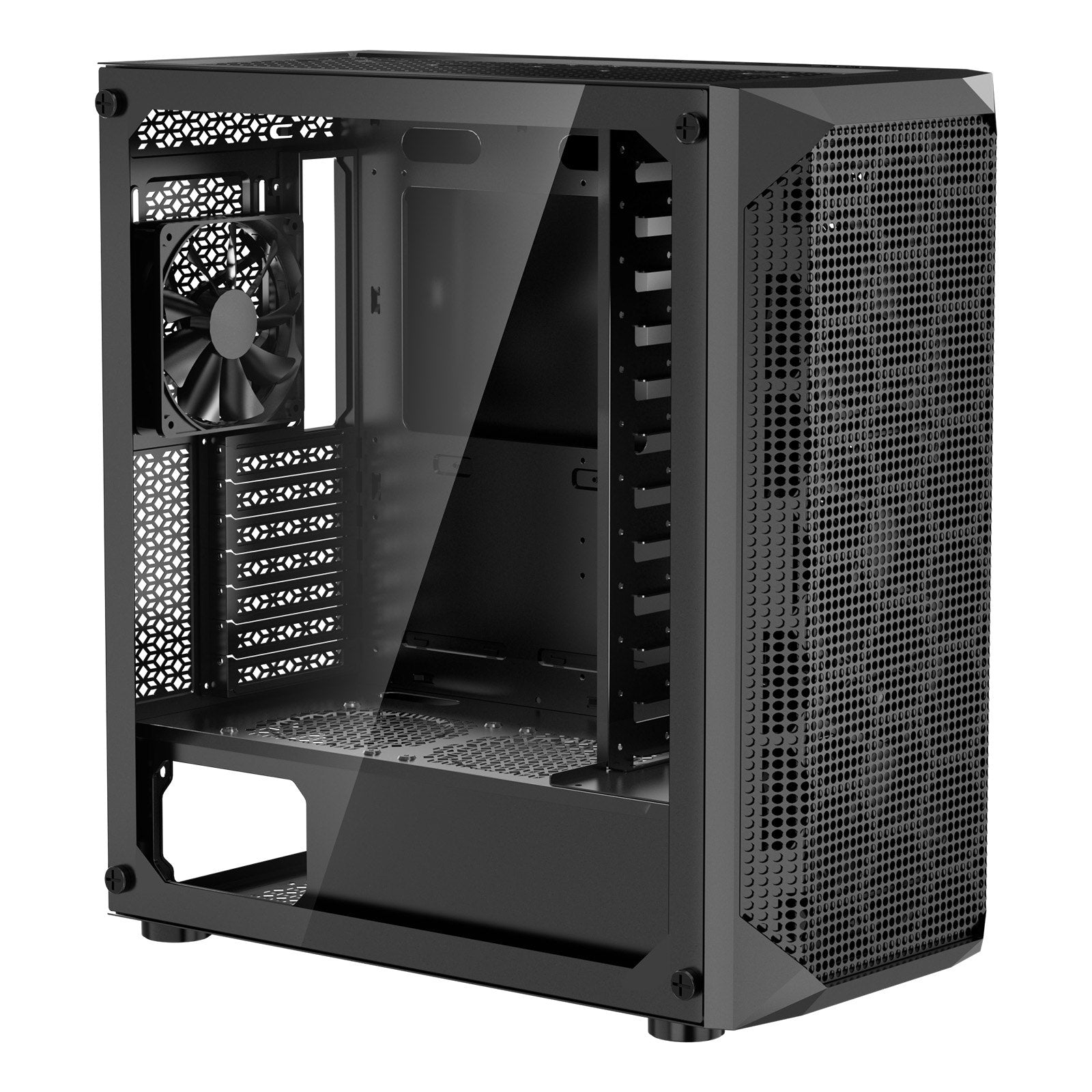 Mid-Tower Gaming PC Case with Tempered Glass and 4 Fans