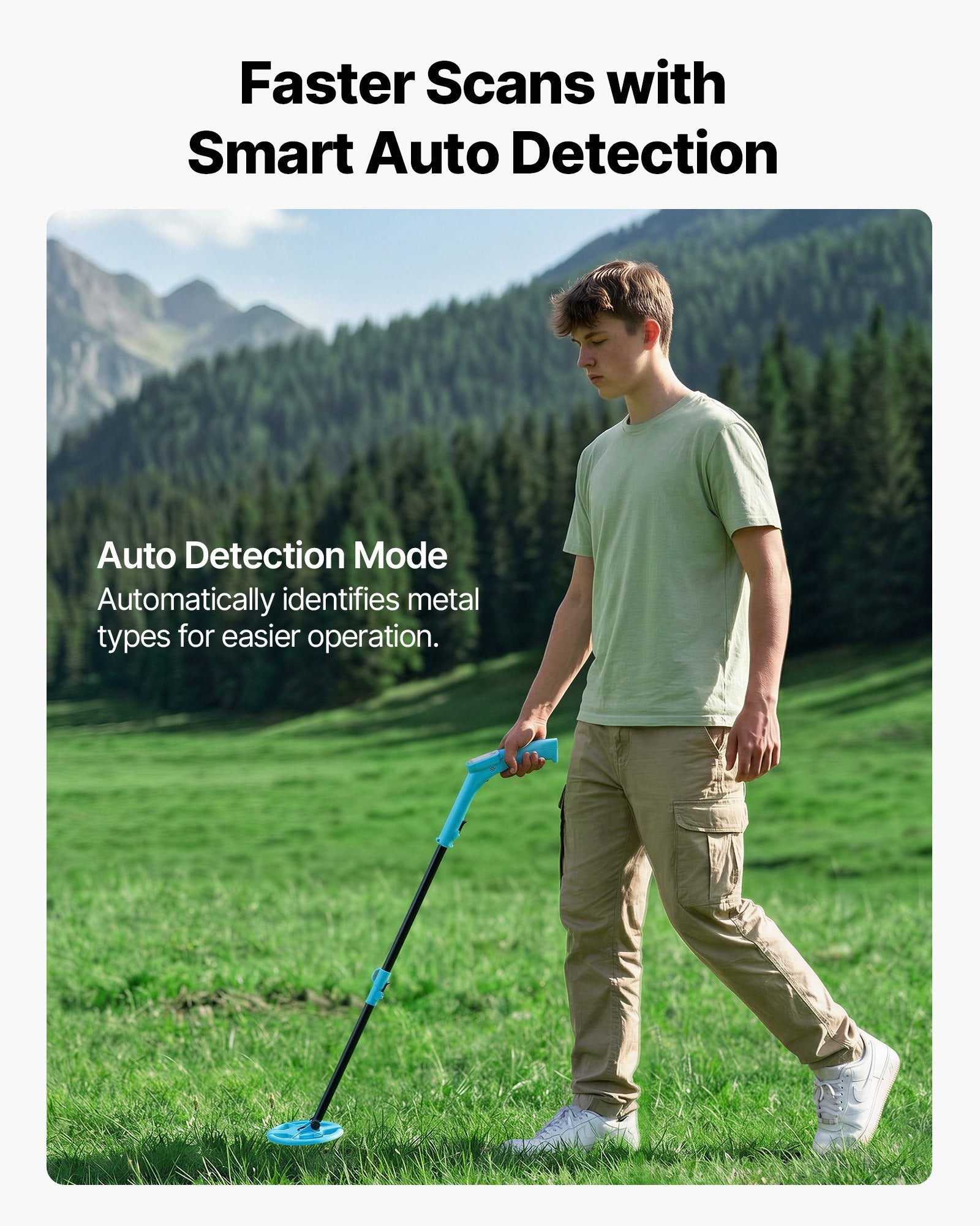 Metal Detector 101.6mm LCD Display IP68 Waterproof Coil Adjustable 650-930mm