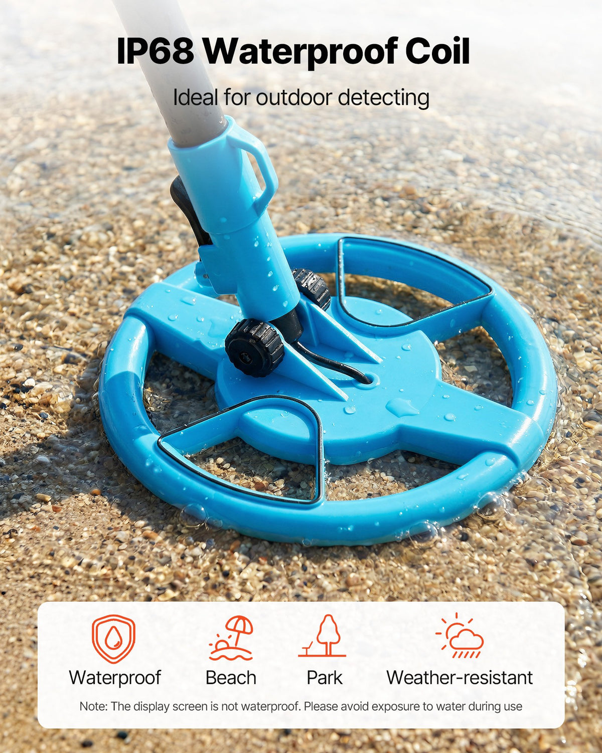 Metal Detector 101.6mm LCD Display IP68 Waterproof Coil Adjustable 650-930mm