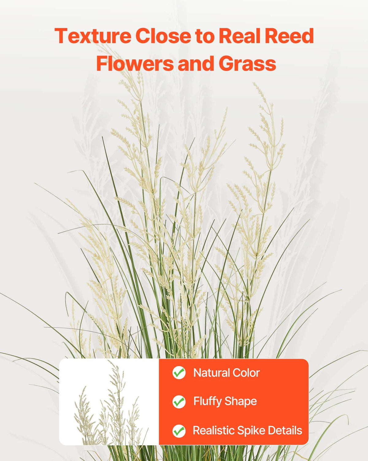 Artificial Grass Plant 1194mm Reed Flower PVC Faux Greenery Indoor Outdoor Green