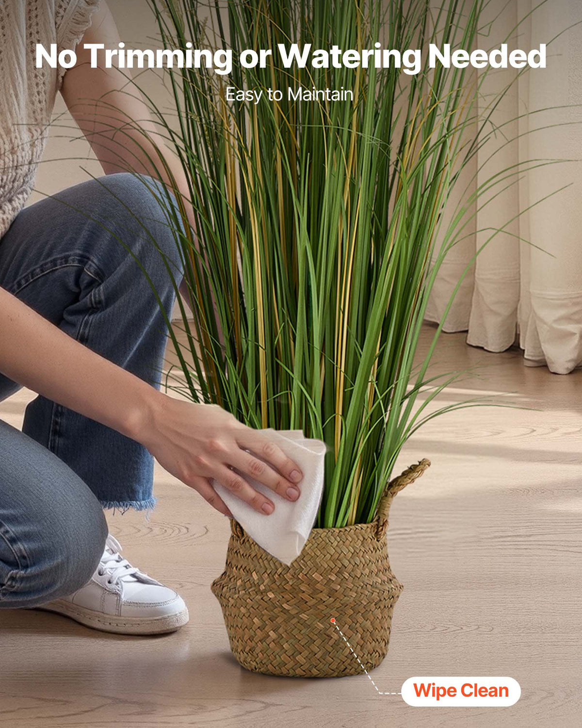 Artificial Grass Plant 1194mm Reed Flower PVC Faux Greenery Indoor Outdoor Green