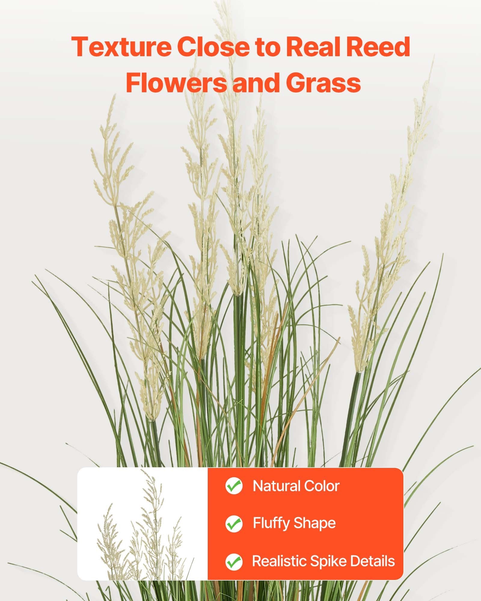 Artificial Grass Plant 2 Pack 1194mm Reed Flower Pot Faux Greenery Décor
