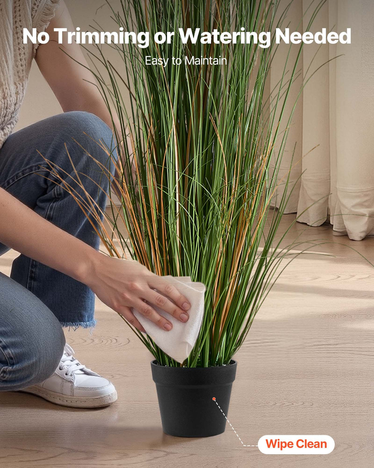 Artificial Grass Plant 2 Pack 1194mm Reed Flower Pot Faux Greenery Décor