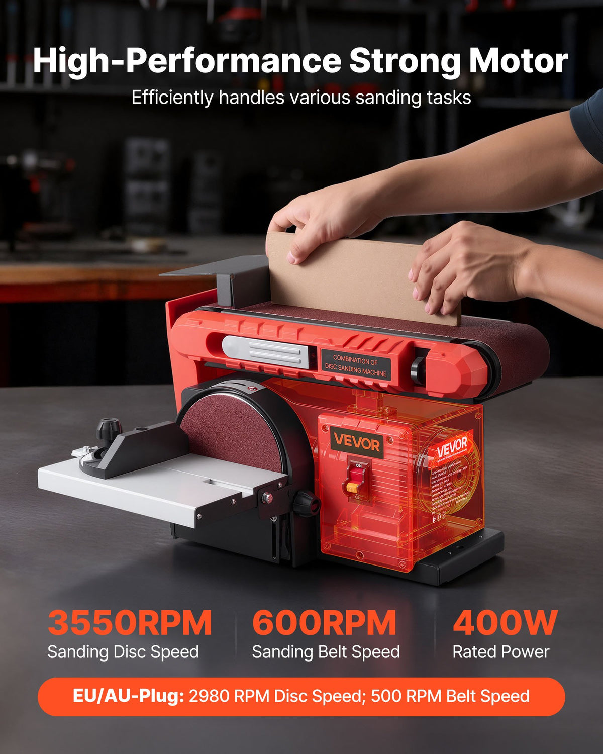 6" Disc and Belt Sander Combo 400W Adjustable Worktable Woodworking Tool