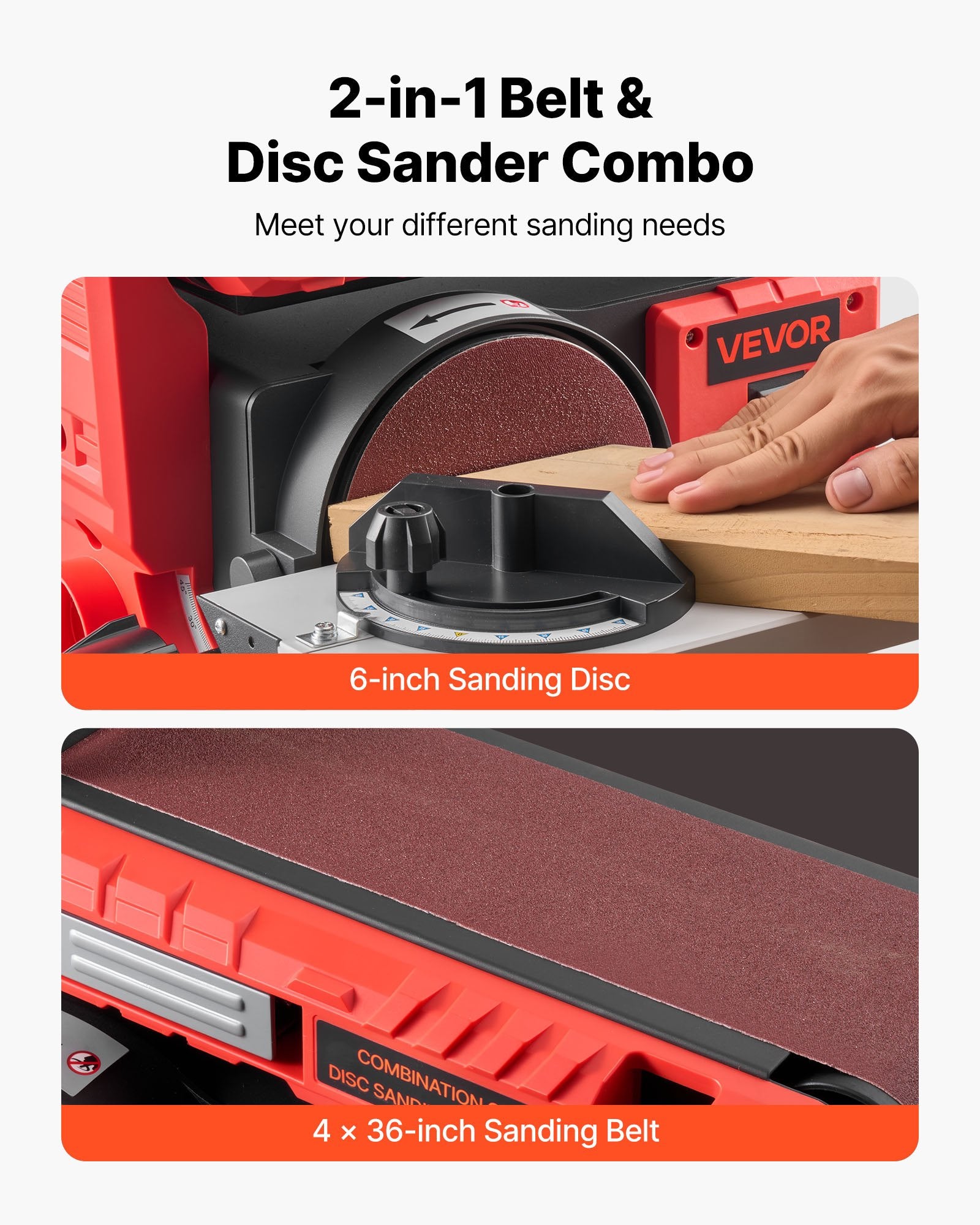6" Disc and Belt Sander Combo 400W Adjustable Worktable Woodworking Tool
