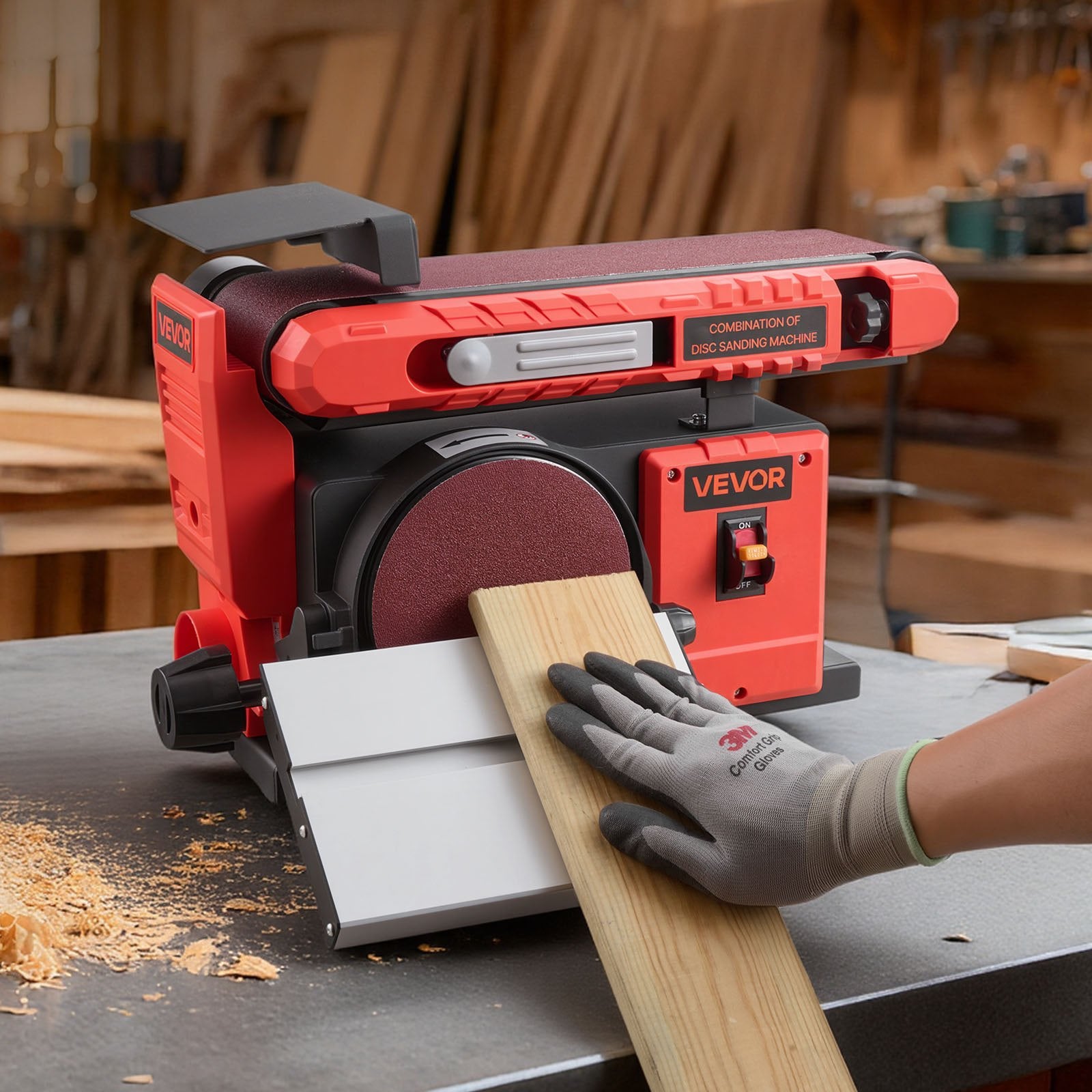 6" Disc and Belt Sander Combo 400W Adjustable Worktable Woodworking Tool