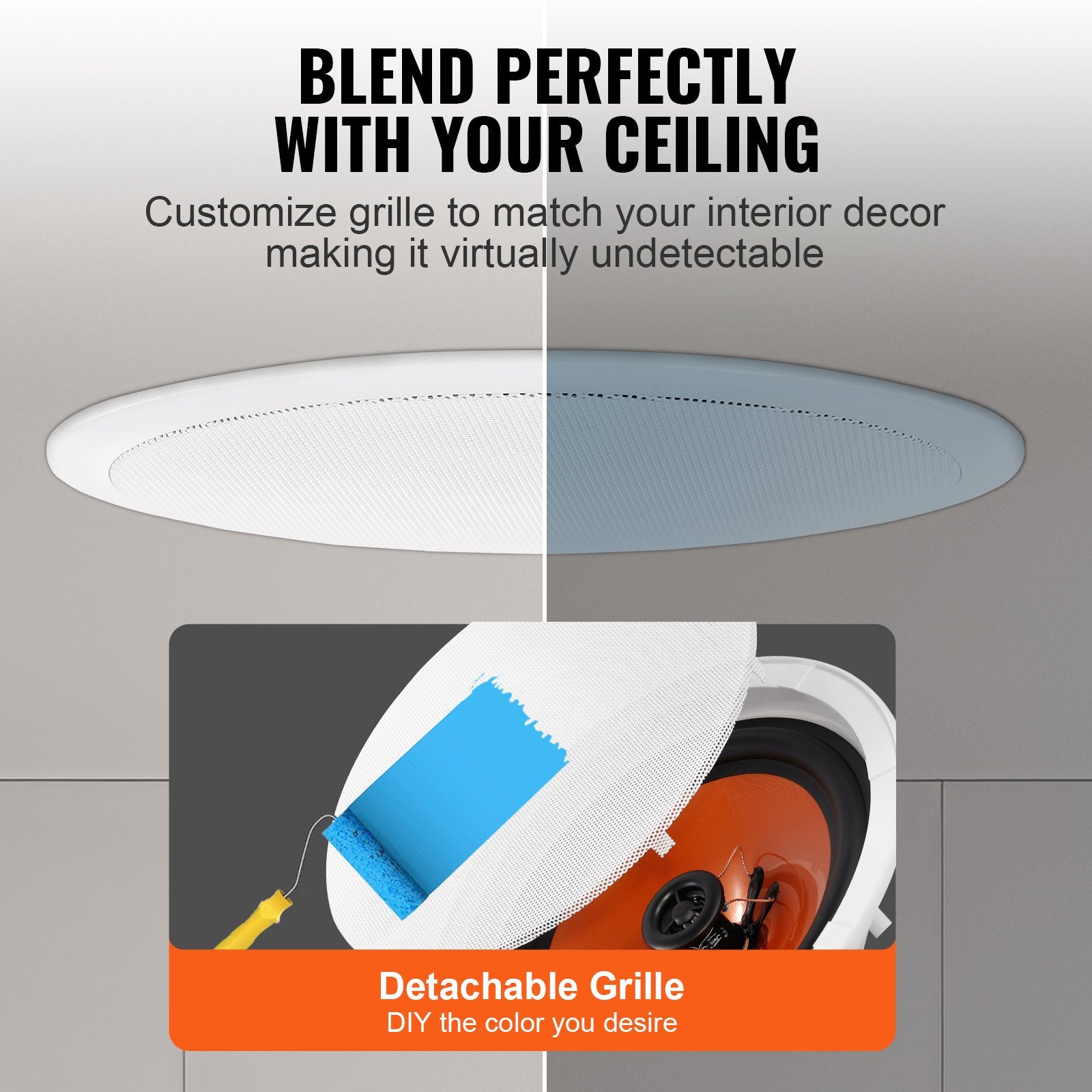 Ceiling Speakers, 4 PCs 203.2mm 100W Flush Mount In-Wall Speaker System 8Ω 89dB