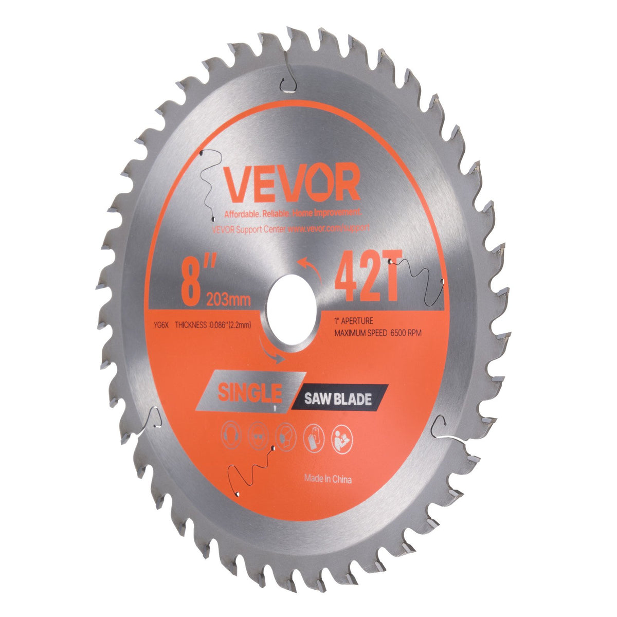 Circular Saw Blade 203mm 42 Teeth 25.4mm Arbor Wood Cutting Noise-Reducing