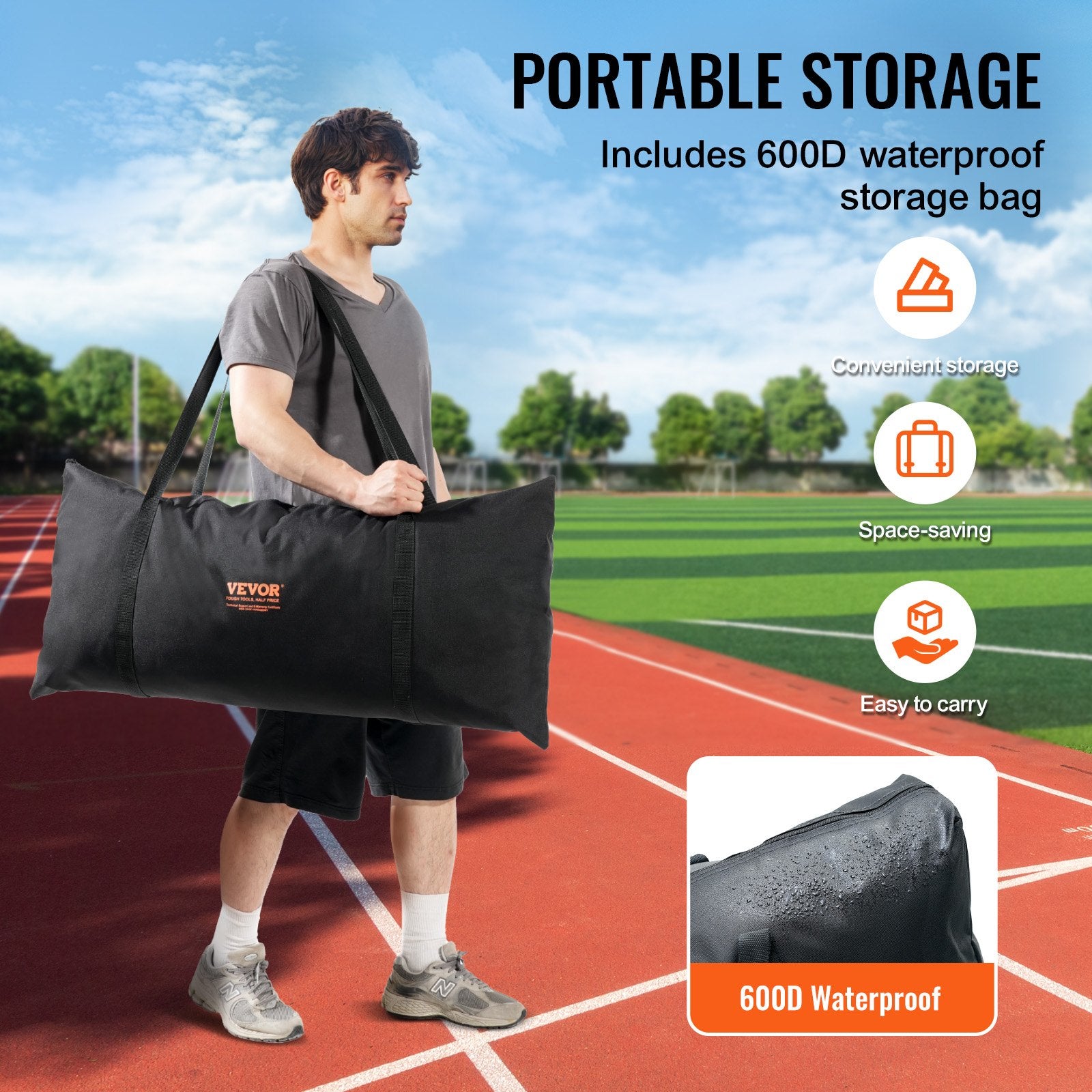 Barricade Backstop Net 20x10ft Portable Ball Sports Barrier with Carry Bag