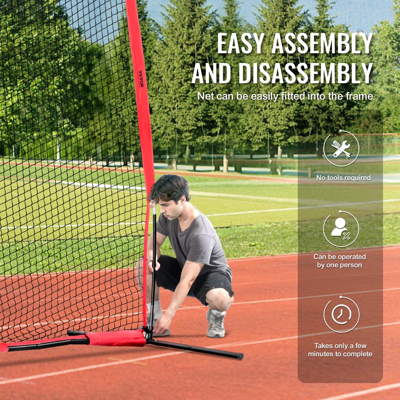 Barricade Backstop Net 20x10ft Portable Ball Sports Barrier with Carry Bag