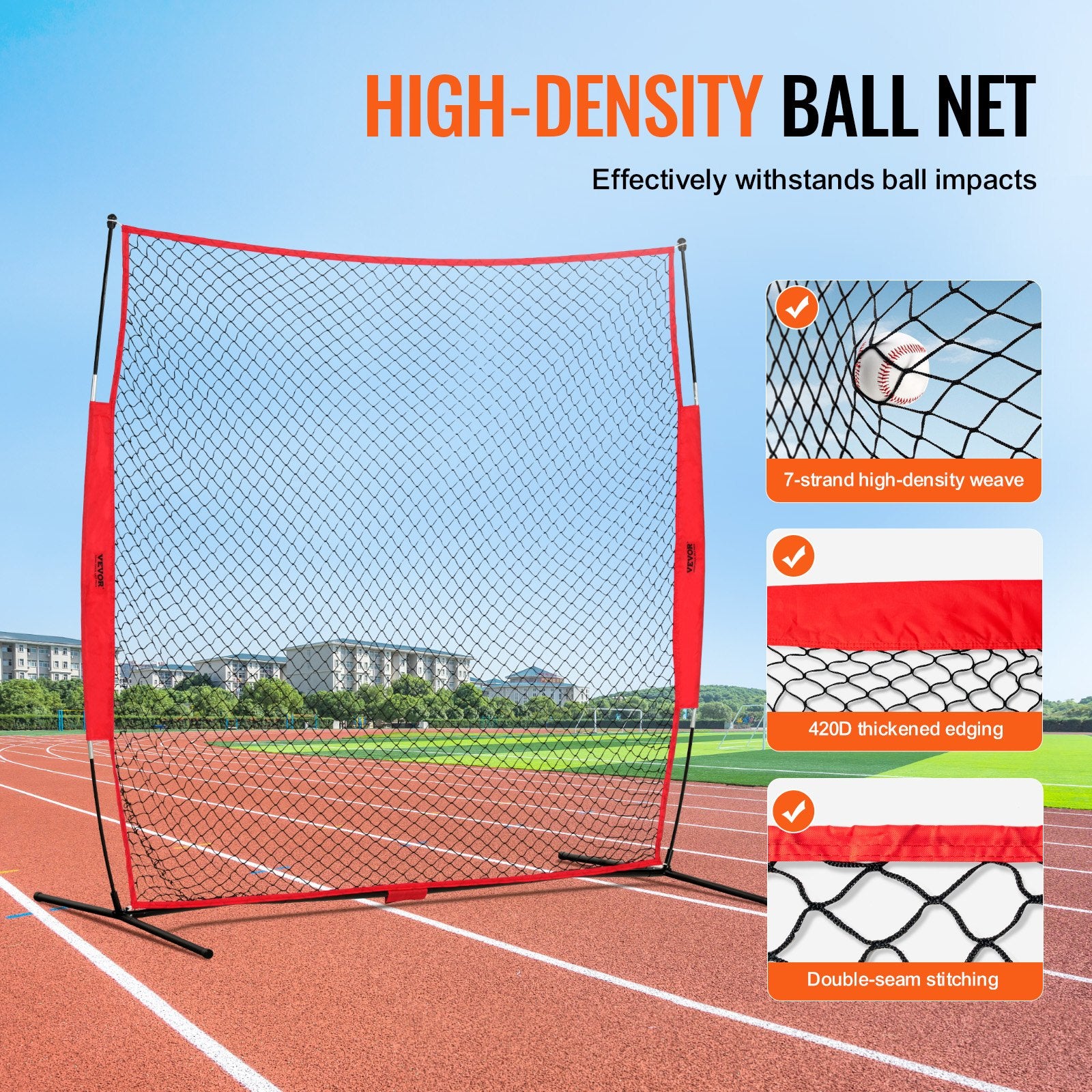 Barricade Backstop Net 7x7ft Portable Ball Sports Barrier with Carry Bag