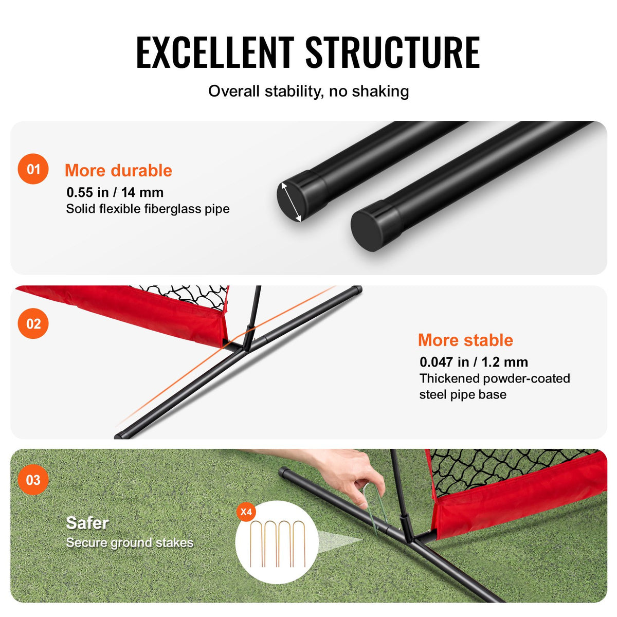 Barricade Backstop Net 7x7ft Portable Ball Sports Barrier with Carry Bag