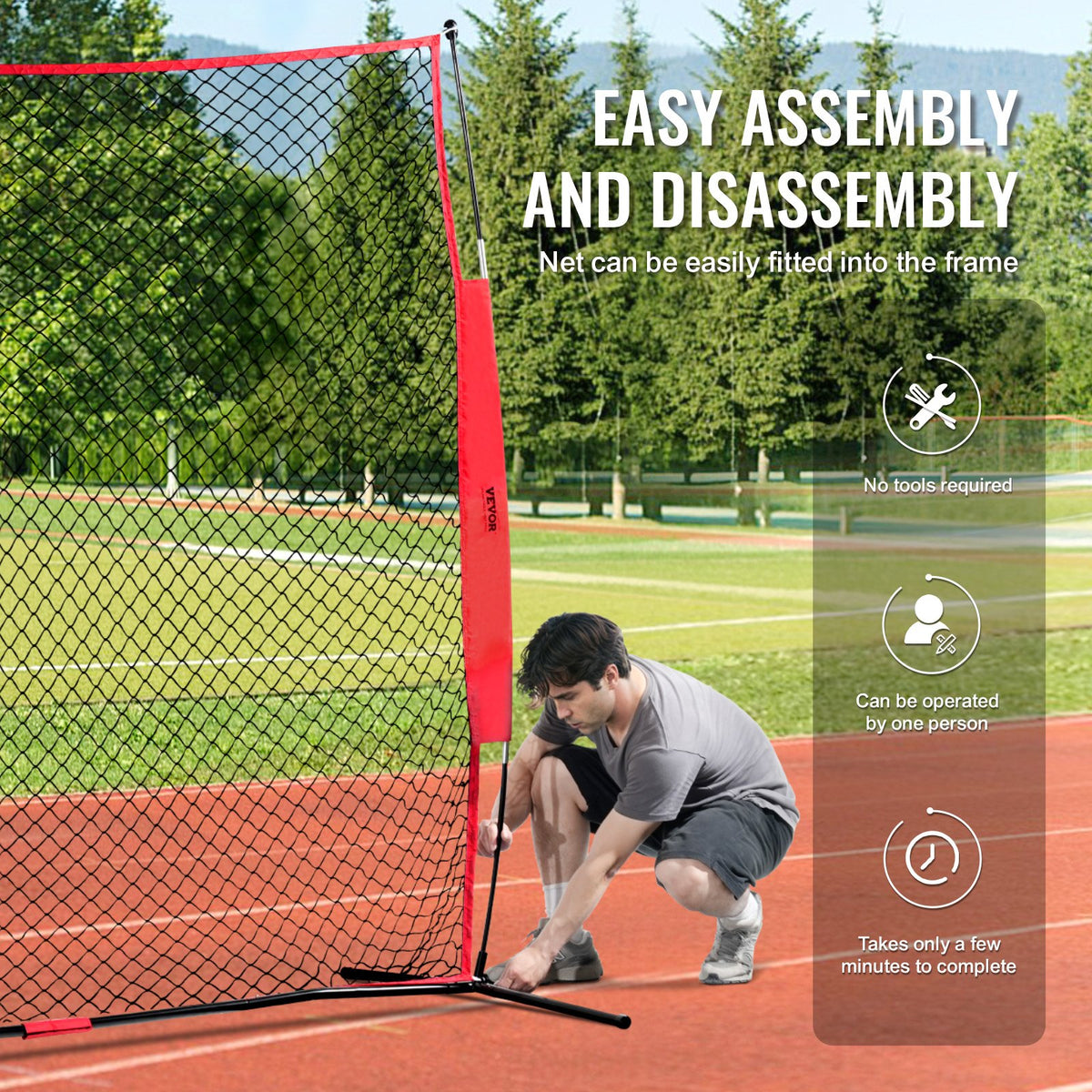 Barricade Backstop Net 7x7ft Portable Ball Sports Barrier with Carry Bag