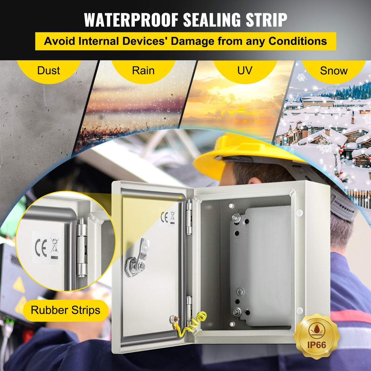 Electrical Enclosure 25x20x15cm NEMA 4X Steel IP66 Waterproof Junction Box