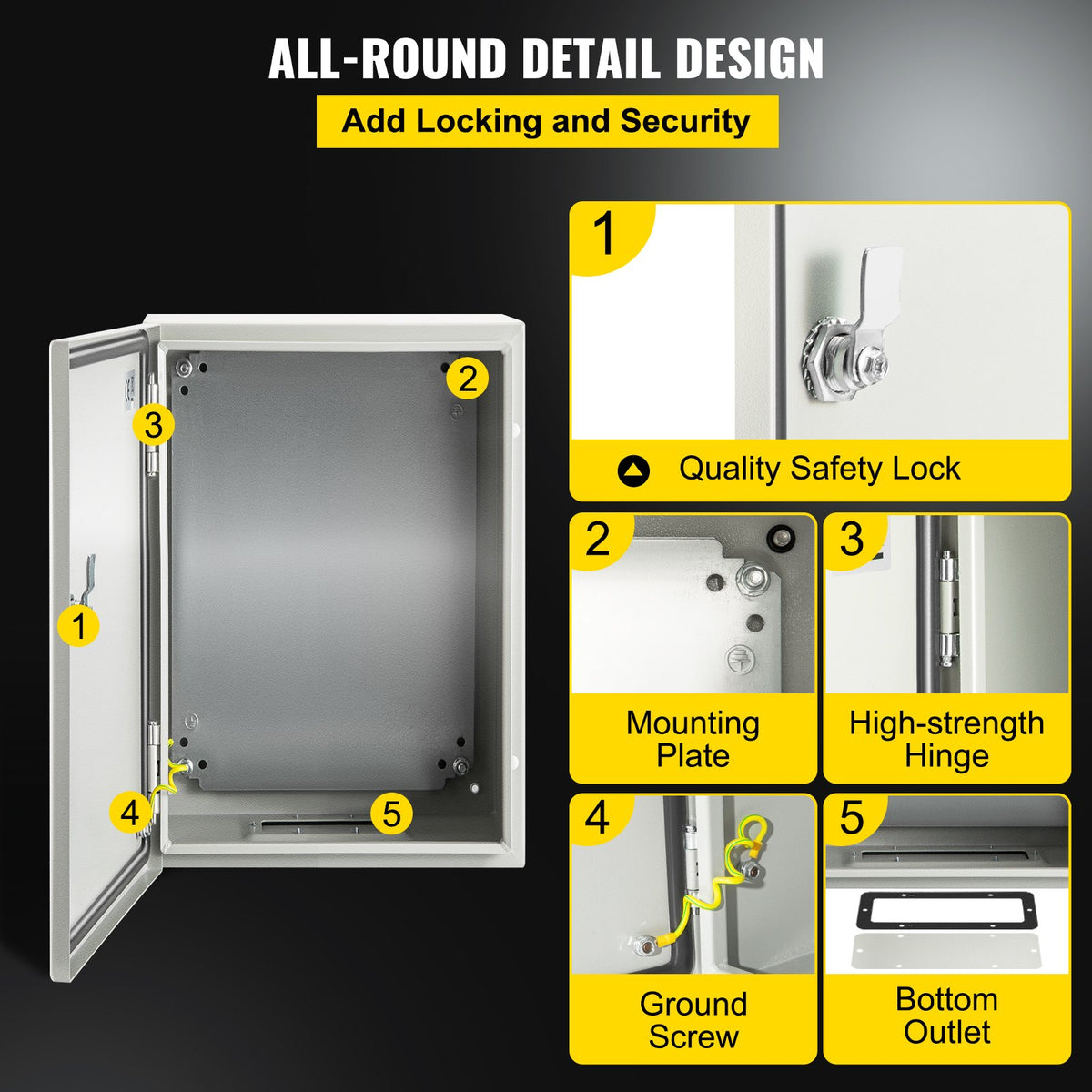 NEMA Steel Enclosure 12x8x6 Inch 4X IP66 Waterproof Dustproof Electrical Box