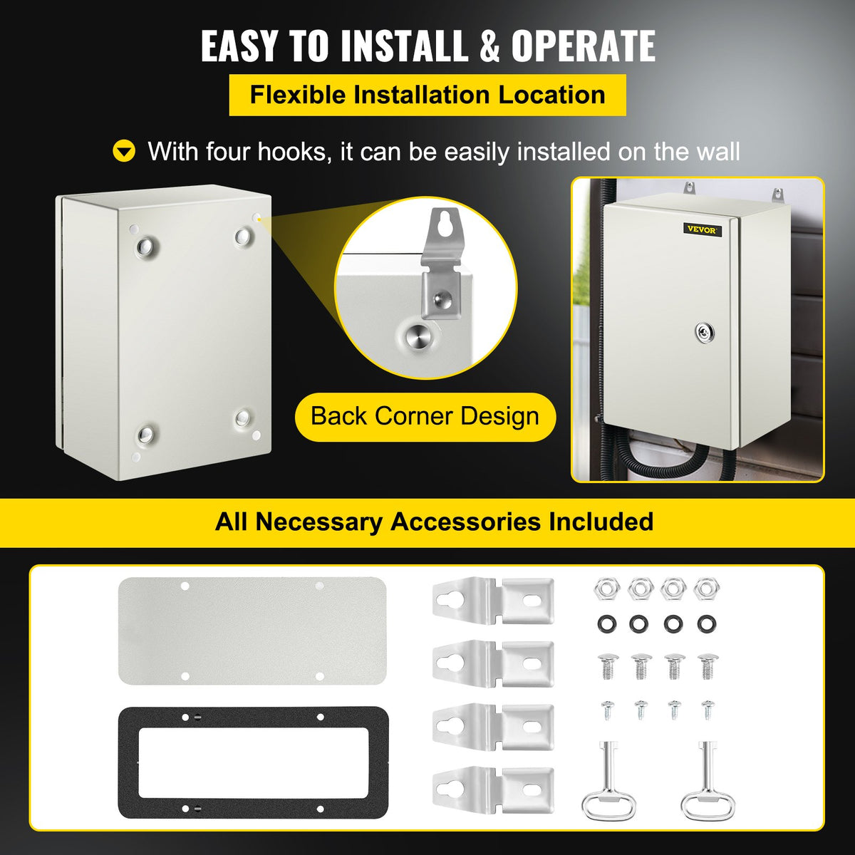 NEMA Steel Enclosure 12x8x6 Inch 4X IP66 Waterproof Dustproof Electrical Box