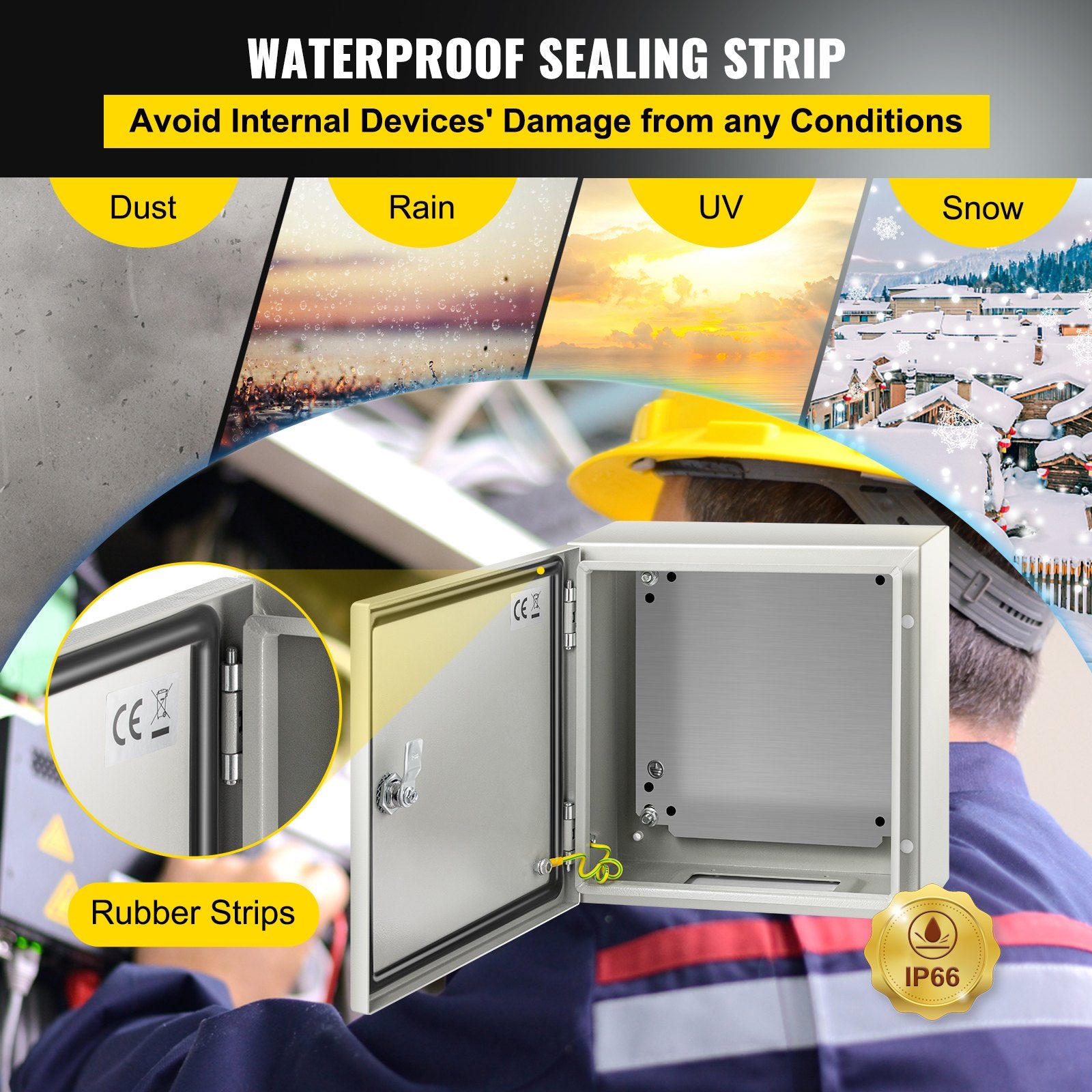 NEMA Steel Enclosure 12x12x6 Inch 4X IP66 Waterproof Dustproof Electrical Box