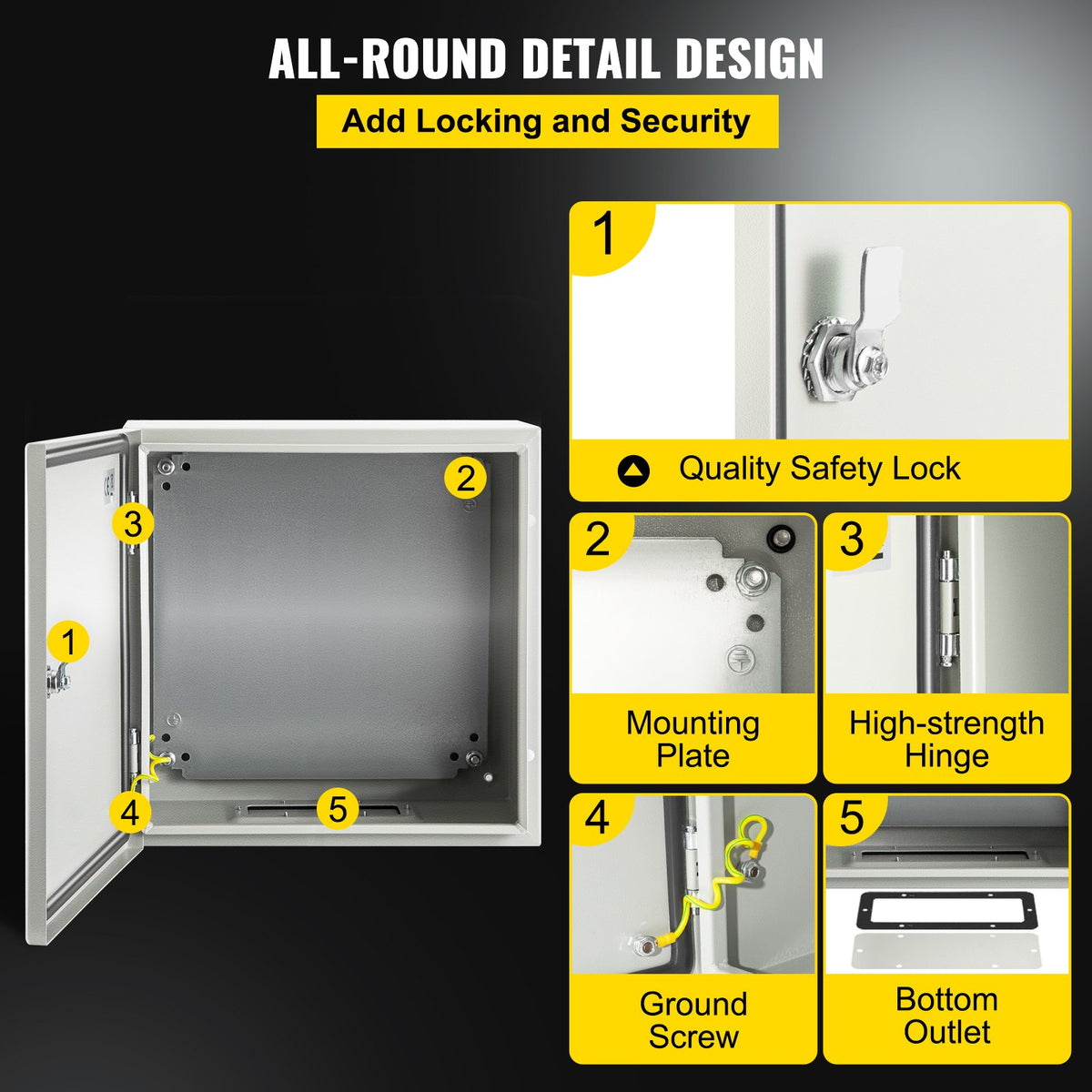 NEMA Steel Enclosure 12x12x6 Inch 4X IP66 Waterproof Dustproof Electrical Box