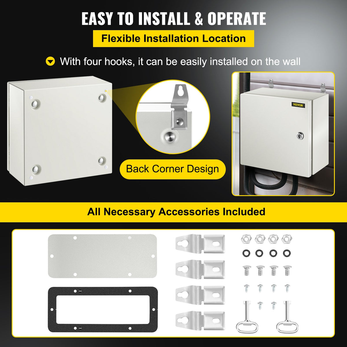 NEMA Steel Enclosure 12x12x6 Inch 4X IP66 Waterproof Dustproof Electrical Box