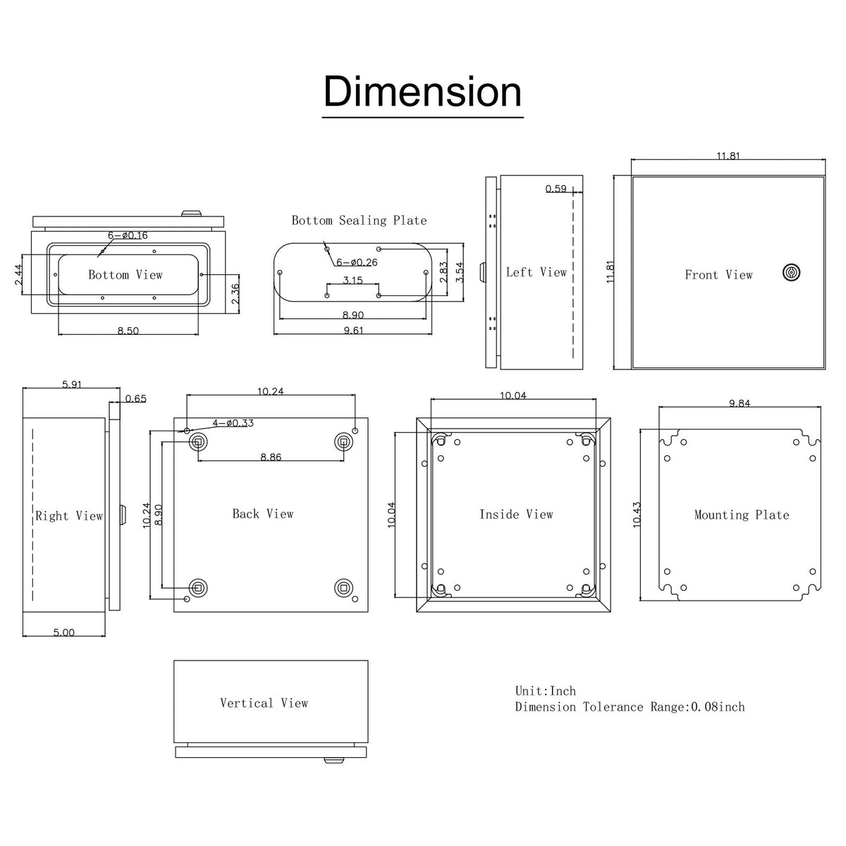 NEMA Steel Enclosure 12x12x6 Inch 4X IP66 Waterproof Dustproof Electrical Box