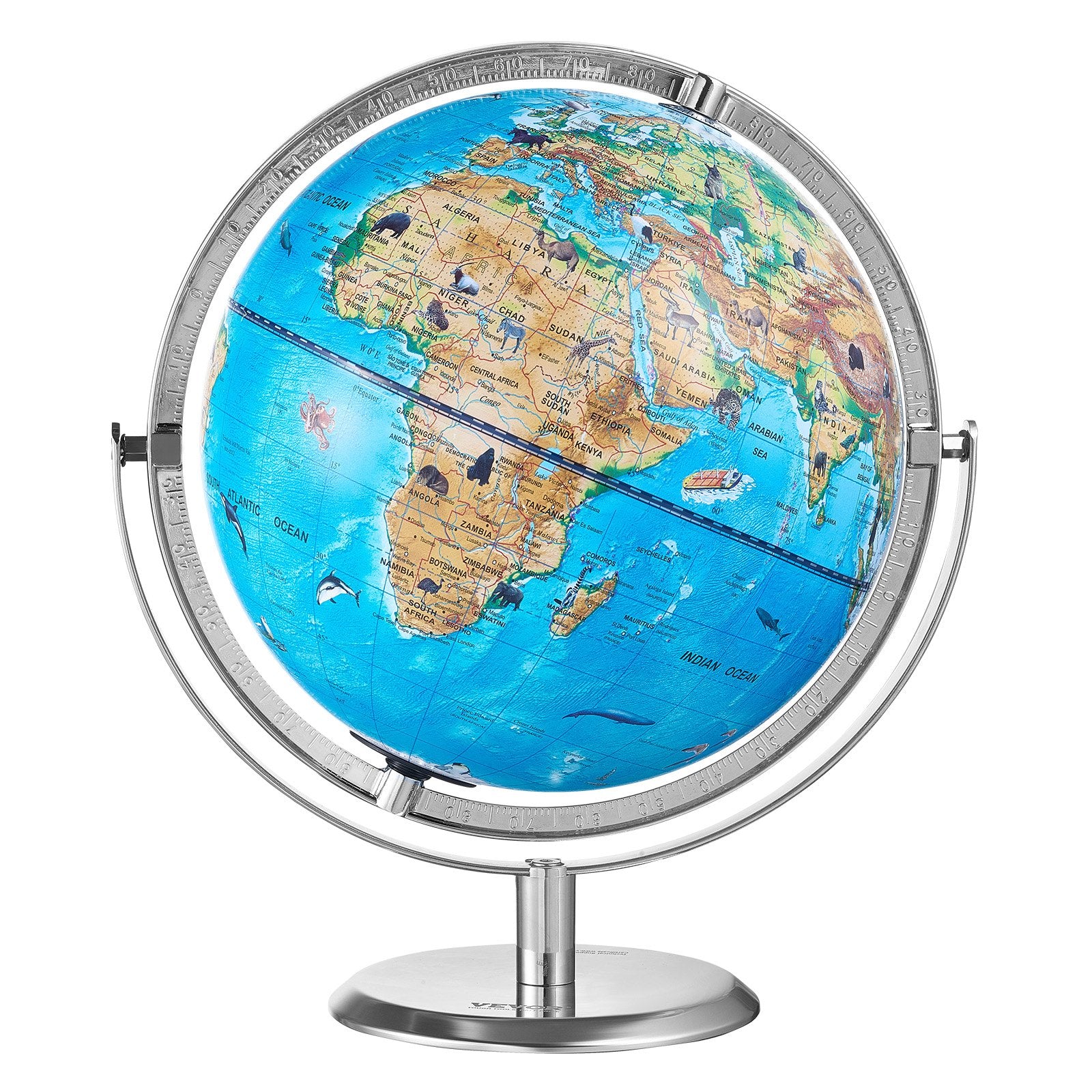 Interactive 254mm AR Educational Globe for Kids with LED Light and 720° Rotation