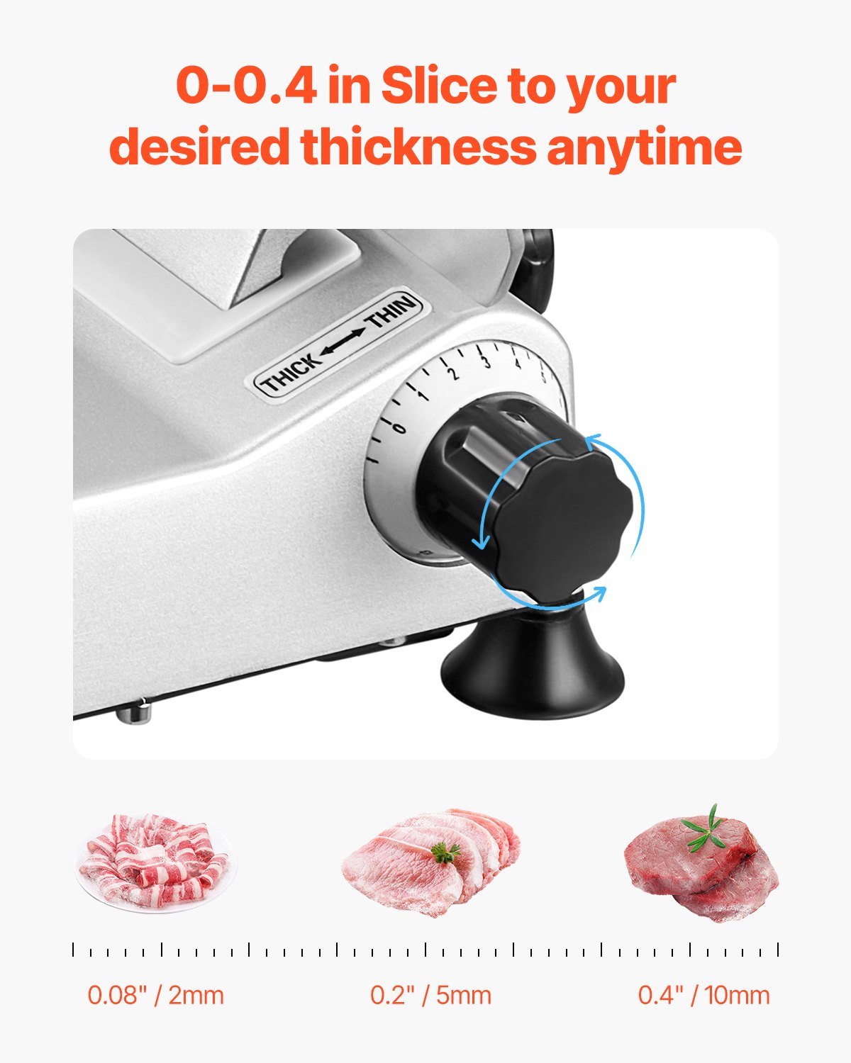 Commercial Meat Slicer 10" Electric 180W with 65Mn Blade Adjustable Thickness
