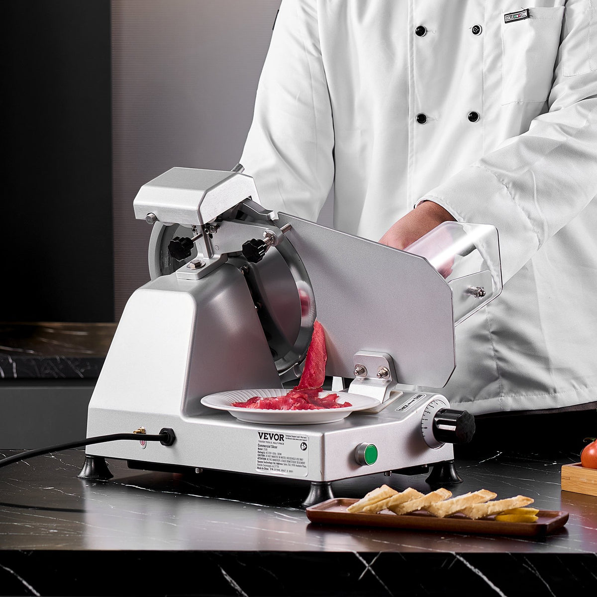 Commercial Meat Slicer 10" Electric 180W with 65Mn Blade Adjustable Thickness