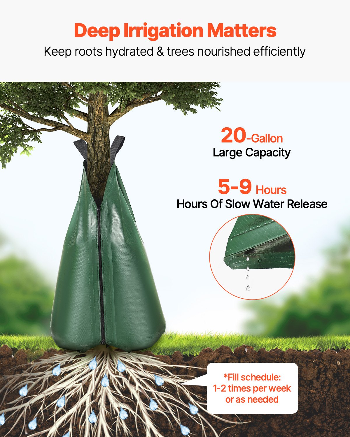 Tree Watering Bag 12 Pack 20 Gallon Slow Release Drip Irrigation Zipper System