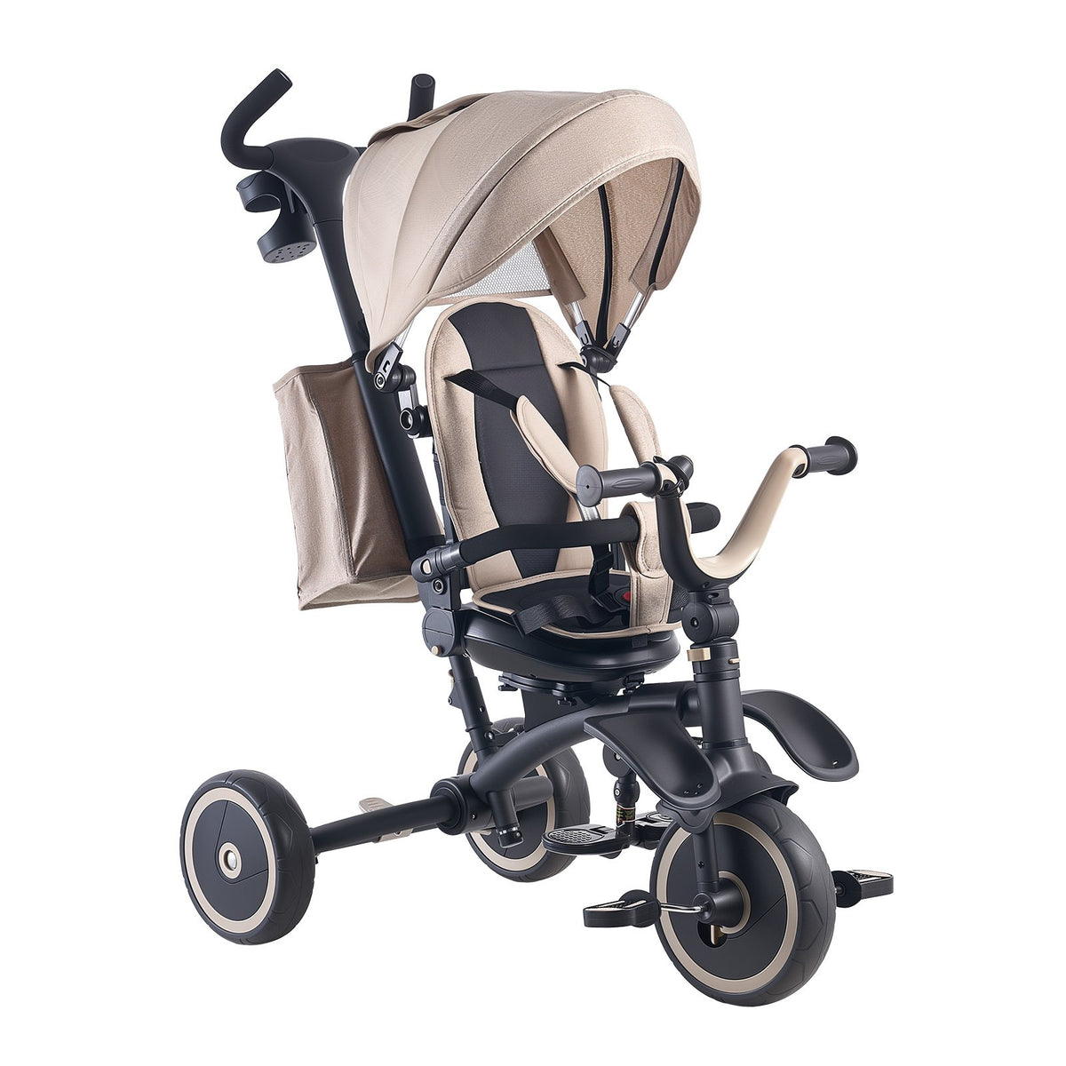 Toddler Tricycle 7-in-1 with Push Handle Canopy Rotating Seat for Boys Girls