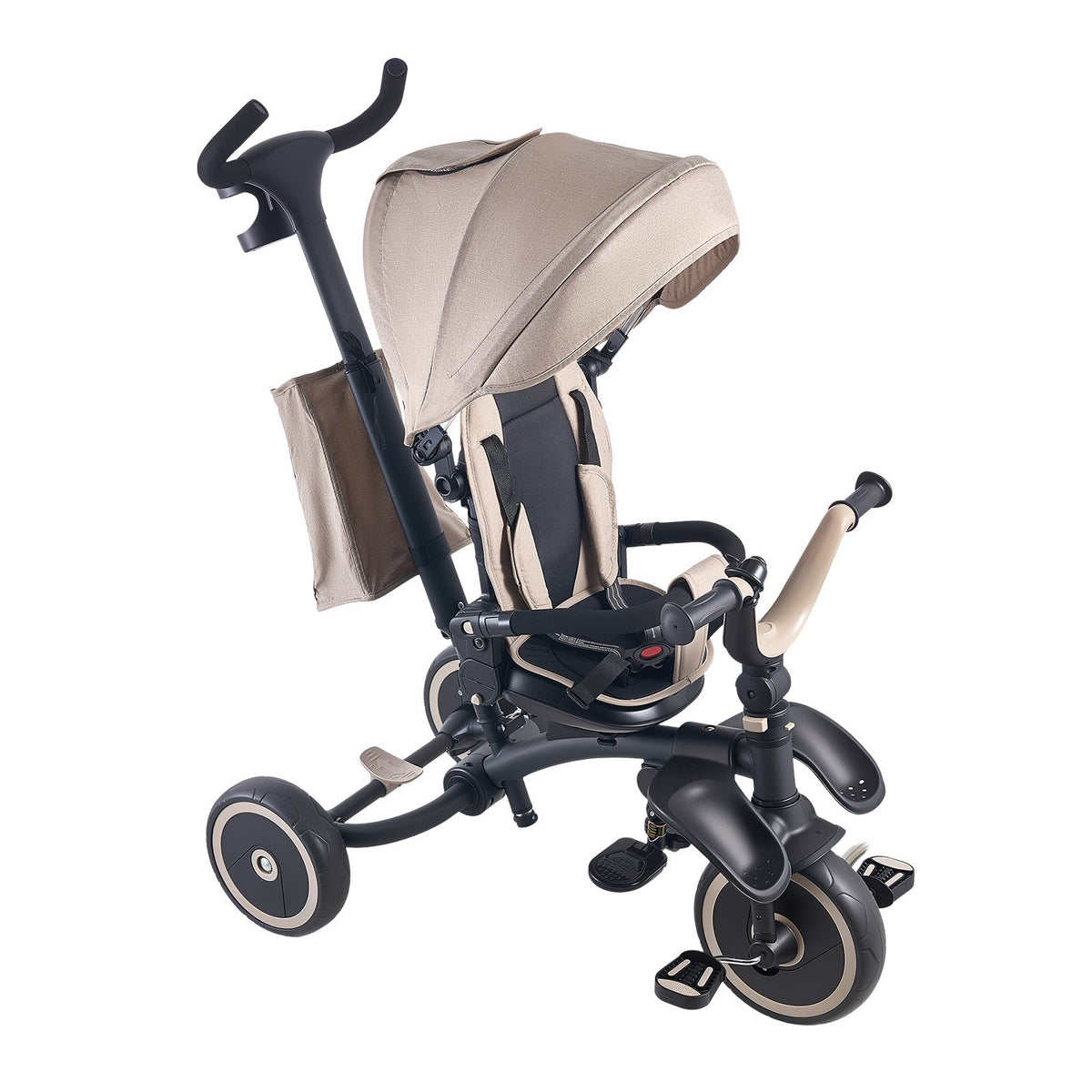 Toddler Tricycle 7-in-1 with Push Handle Canopy Rotating Seat for Boys Girls