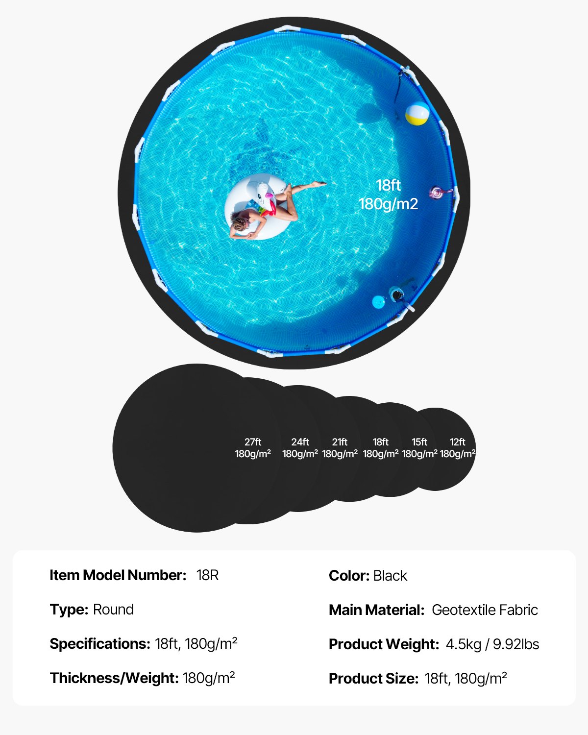 18ft Round Pool Liner Pad Above Ground Pool Geotextile Underlayment Protection