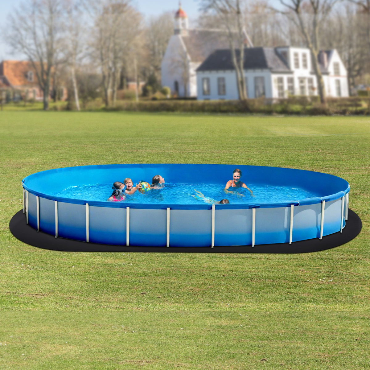 Oval Pool Liner Pad 15x30ft Extra-Thick Recycled Geotextile Underlayment Pools