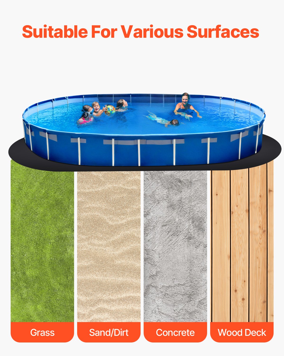 Oval Pool Liner Pad 12x24ft Extra-Thick Recycled Geotextile Underlayment Pools
