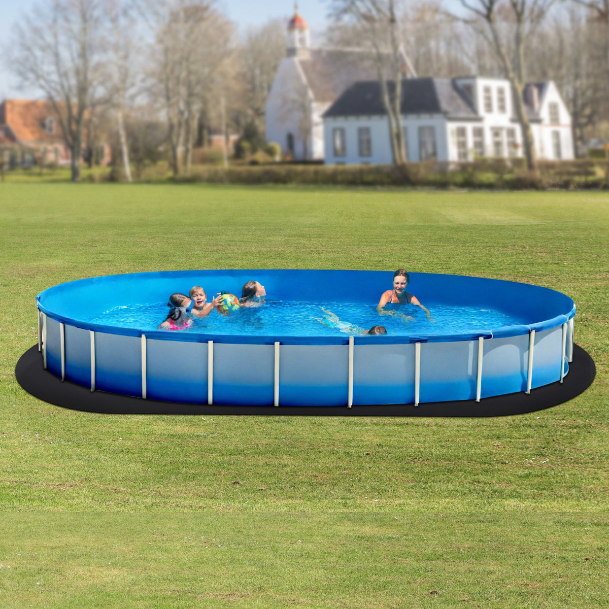 Oval Pool Liner Pad 12x24ft Extra-Thick Recycled Geotextile Underlayment Pools