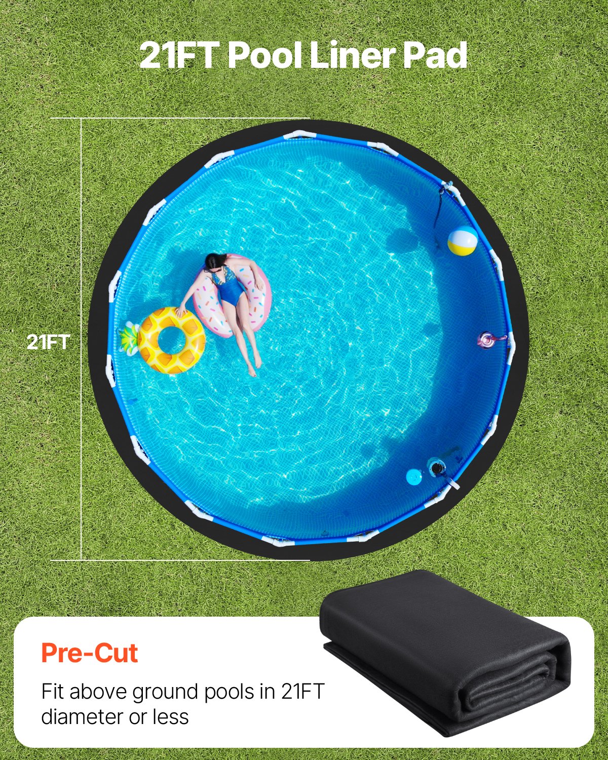 Round Pool Liner Pad 21ft Extra-Thick Recycled Geotextile Underlayment for Pools