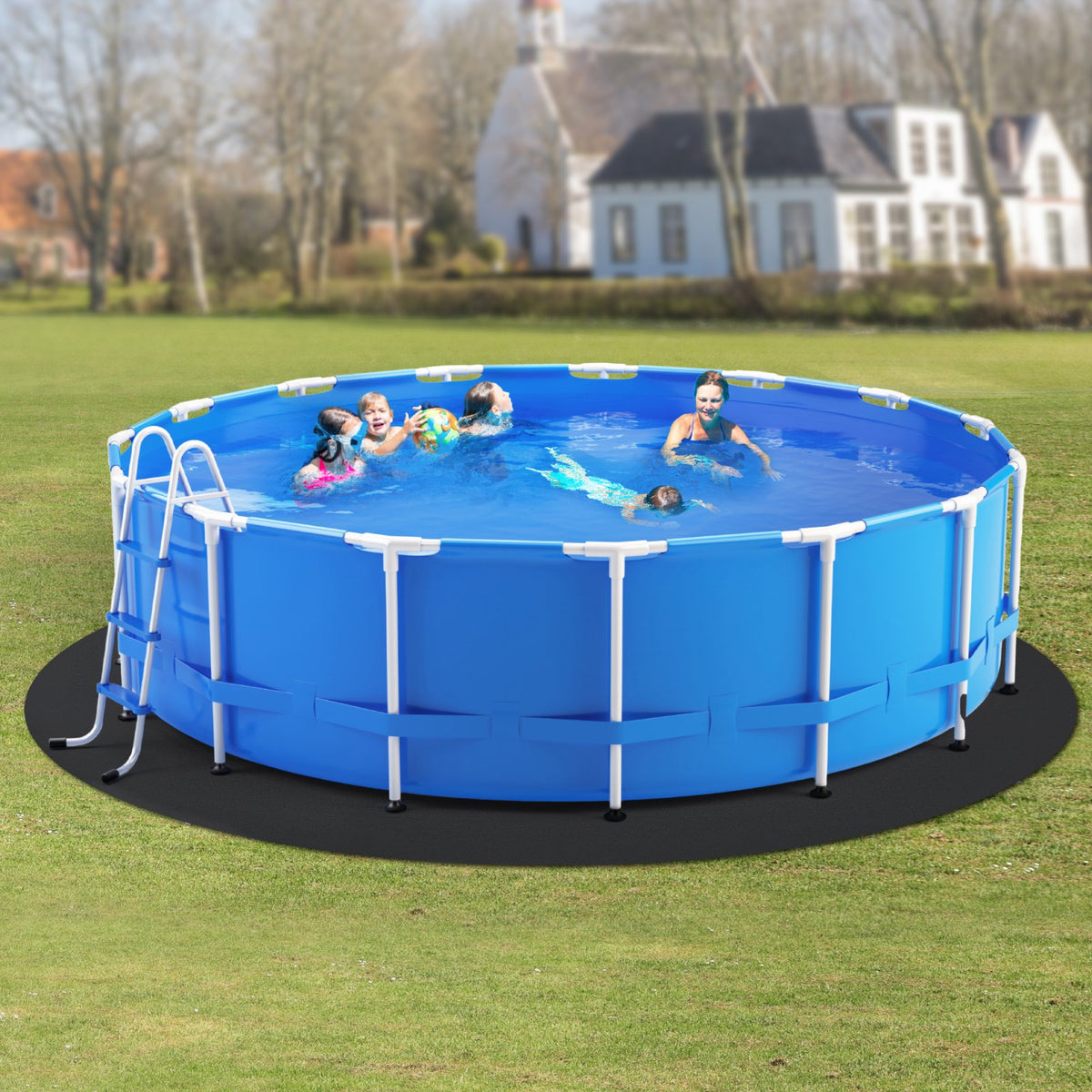 Round Pool Liner Pad 21ft Extra-Thick Recycled Geotextile Underlayment for Pools