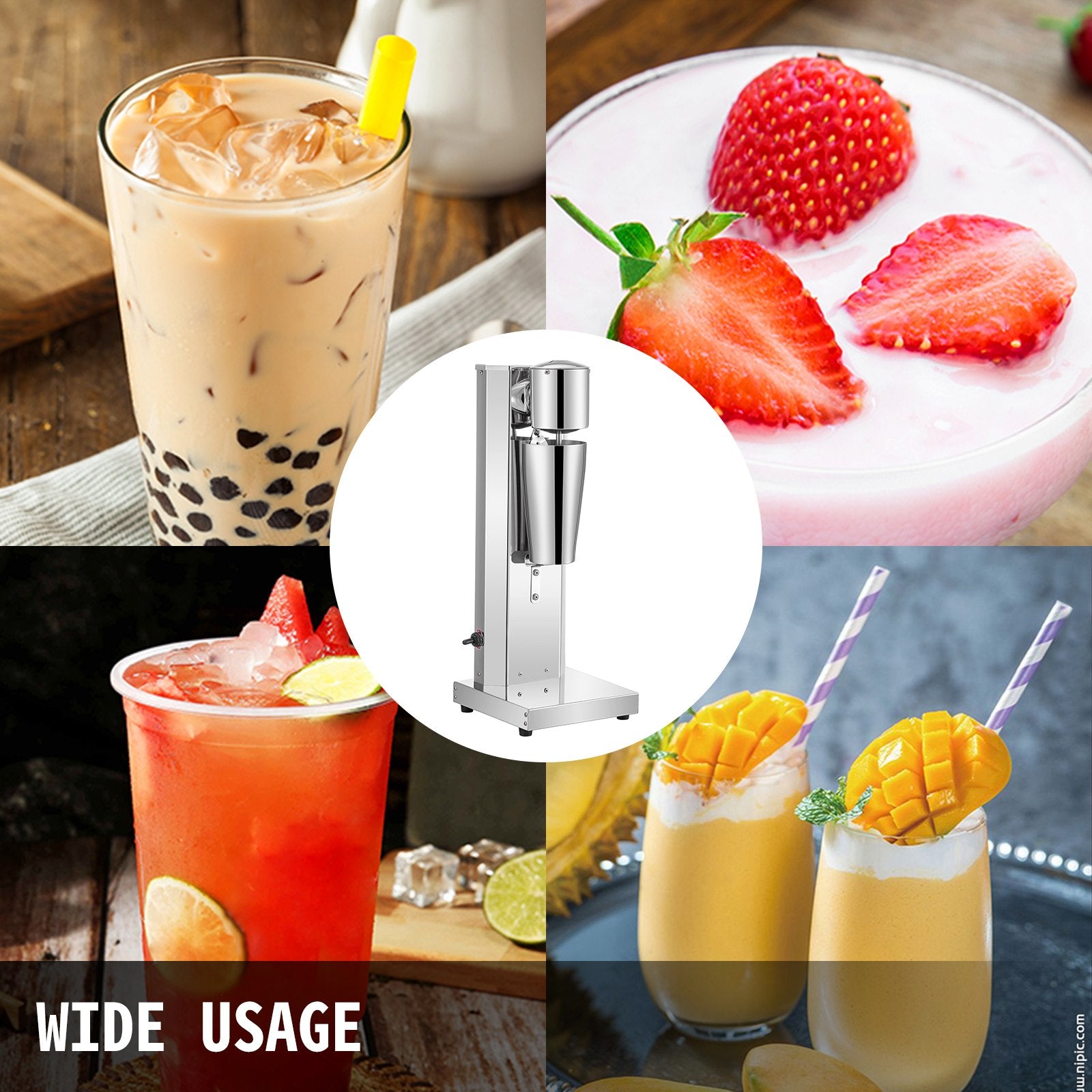 Electric Milkshake Maker 180W Stainless Steel 2 Speed Mixer