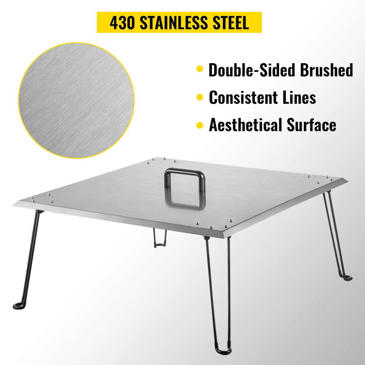 Fire Pit Heat Deflector 24x24x13in Stainless Steel 1.5mm Square Burner Cover