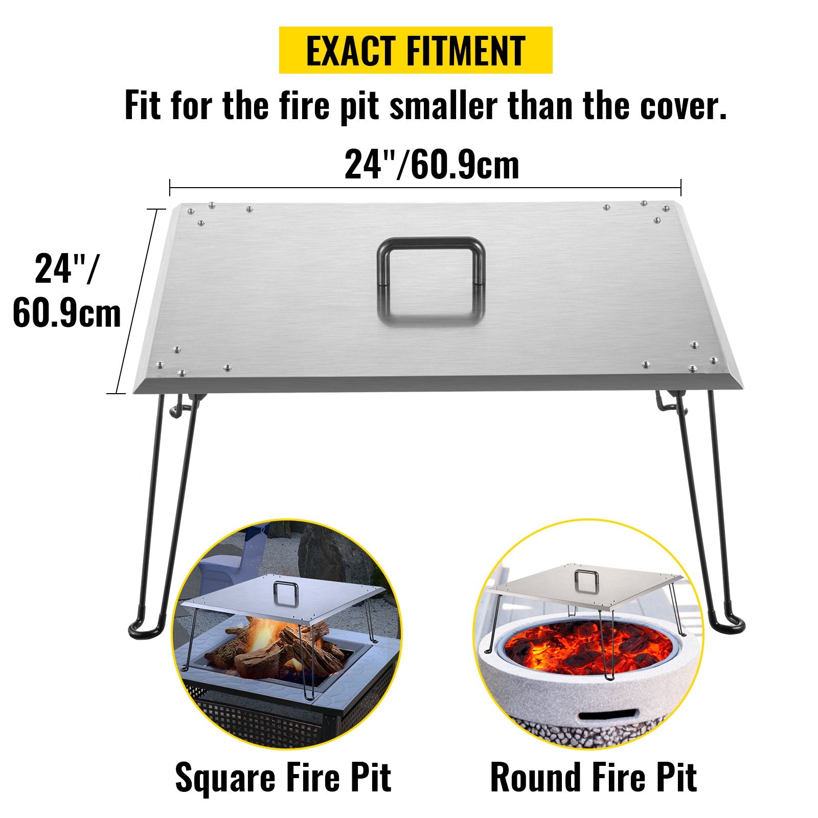 Fire Pit Heat Deflector 24x24x13in Stainless Steel 1.5mm Square Burner Cover
