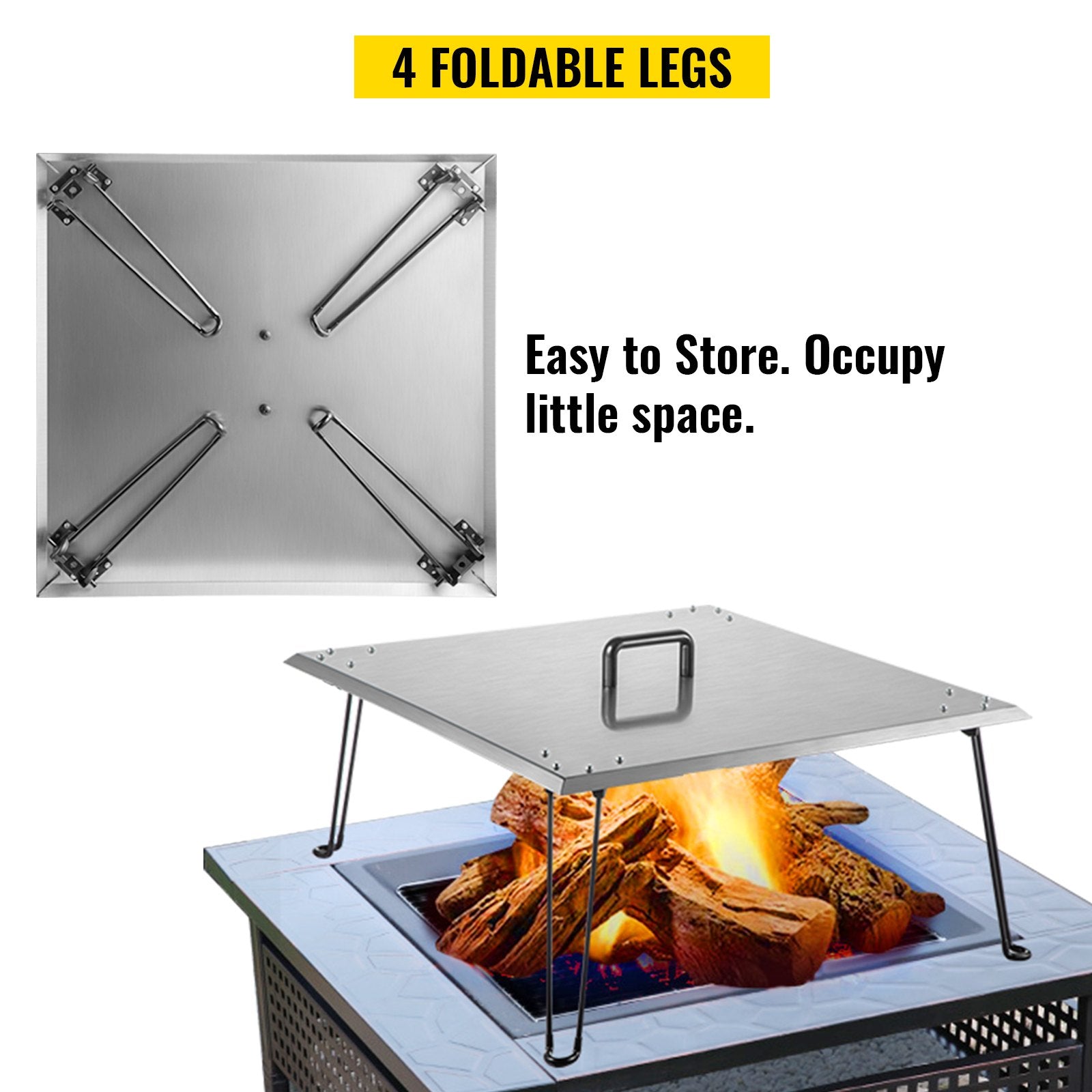 Fire Pit Heat Deflector 24x24x13in Stainless Steel 1.5mm Square Burner Cover