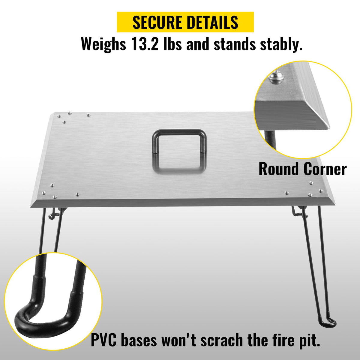 Fire Pit Heat Deflector 24x24x13in Stainless Steel 1.5mm Square Burner Cover