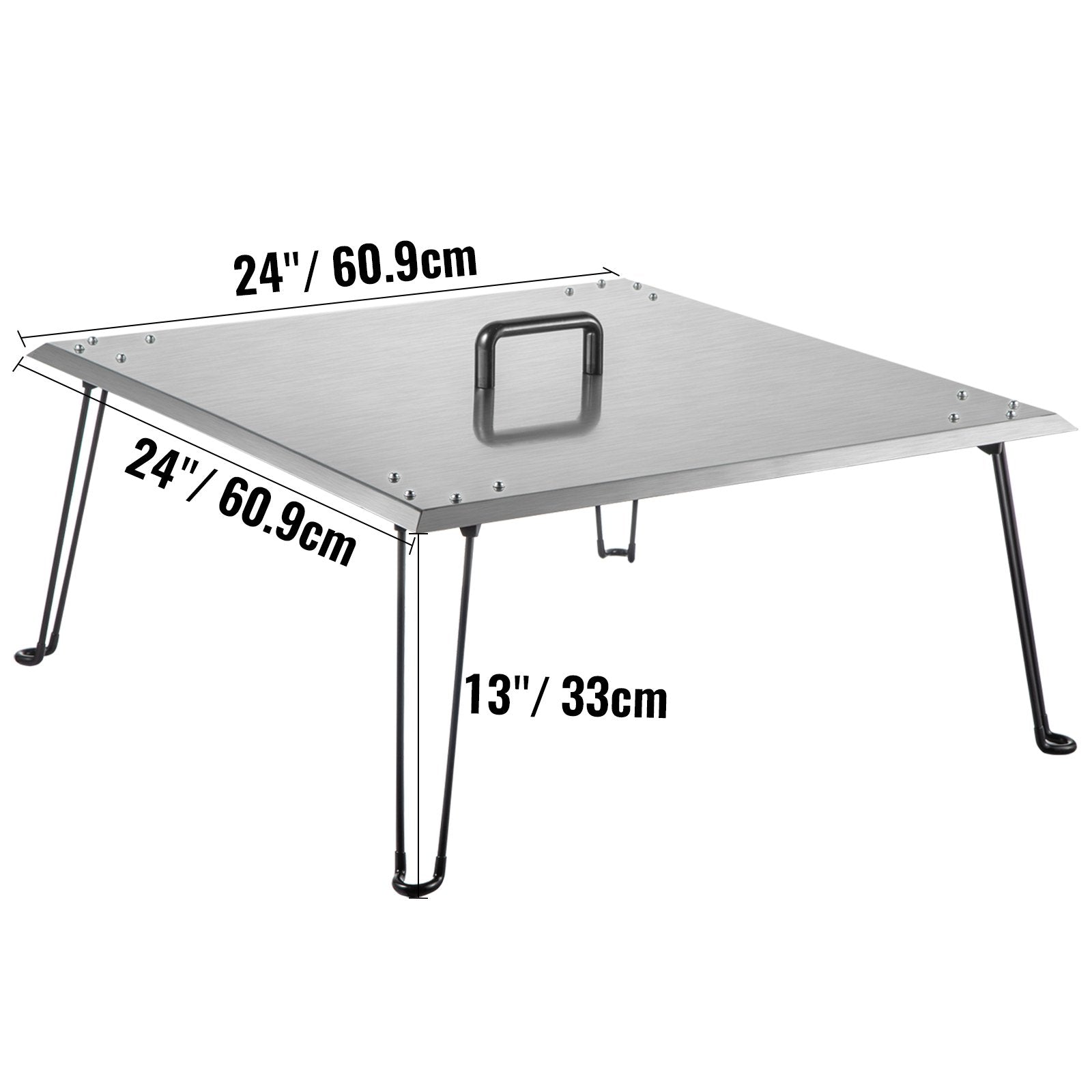 Fire Pit Heat Deflector 24x24x13in Stainless Steel 1.5mm Square Burner Cover