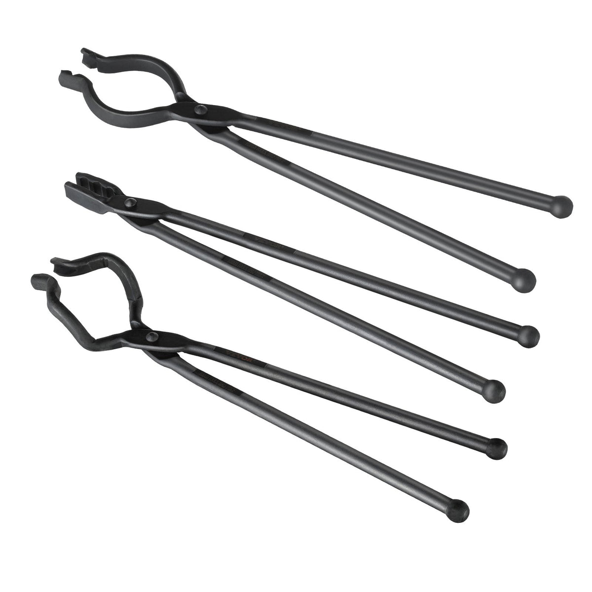 3PCS Blacksmith Tongs, V-Bit, Wolf Jaw & Z V-Bit, Carbon Steel with A3 Rivets