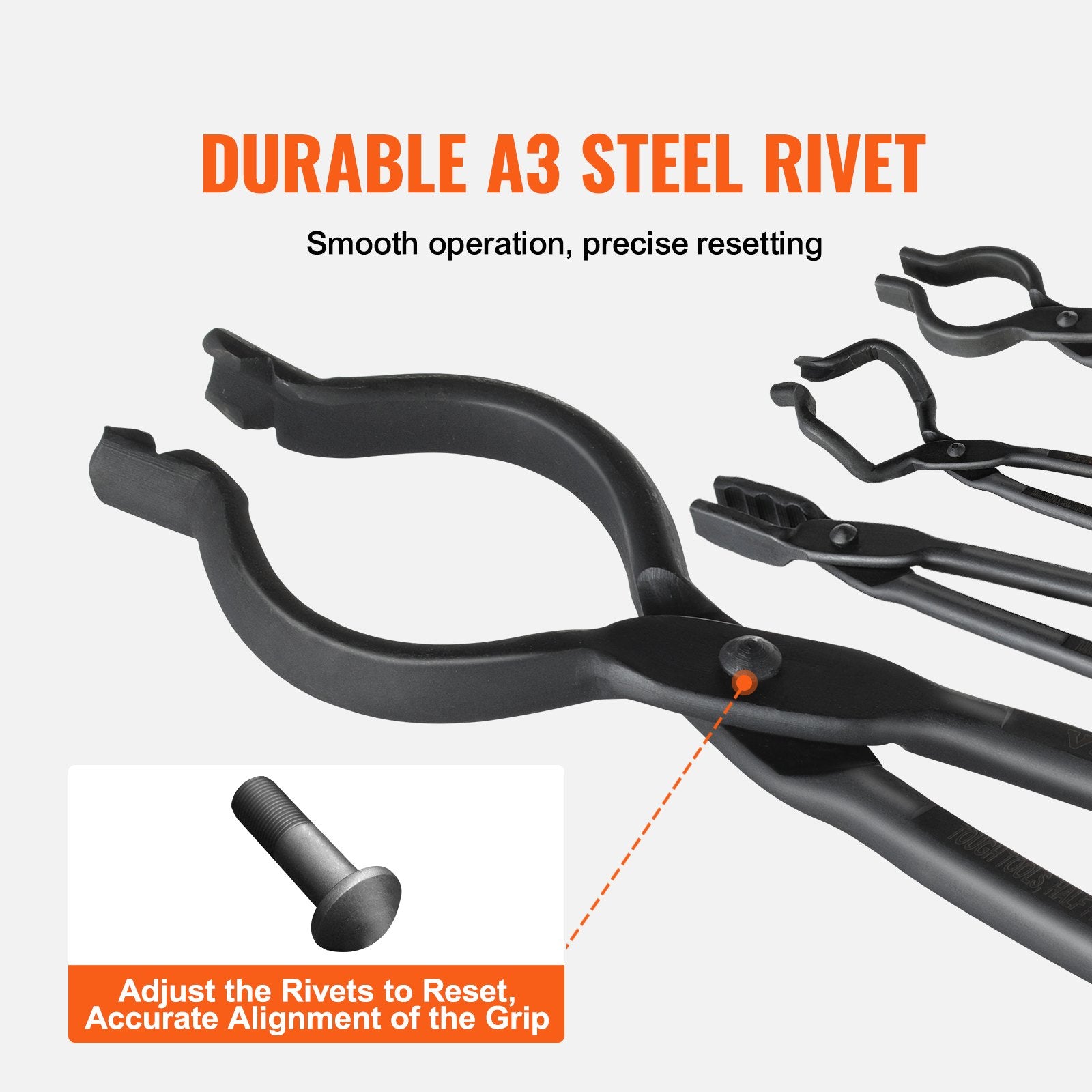 Blacksmith Tongs 4PCS V-Bit Wolf Jaw Z V-Bit Gripping Carbon Steel A3 Rivets