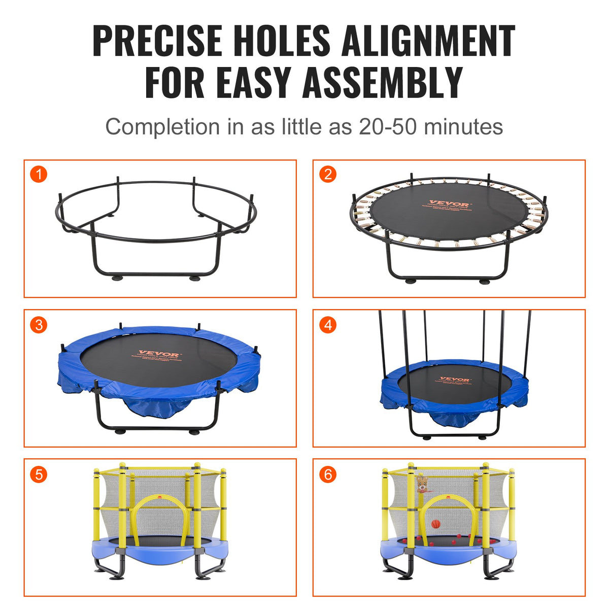 5FT Kids Trampoline 60" Indoor Outdoor with Safety Net, Basketball Hoop & Balls