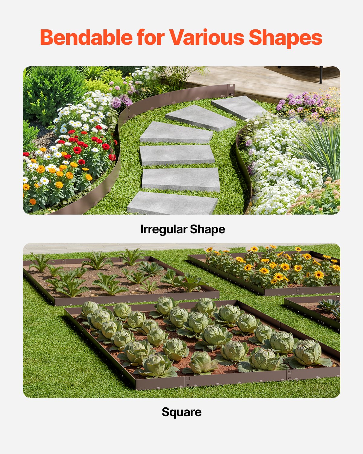 Steel Landscape Edging 5 Pack 990x181mm Rust-Resistant Bendable Heavy-Duty