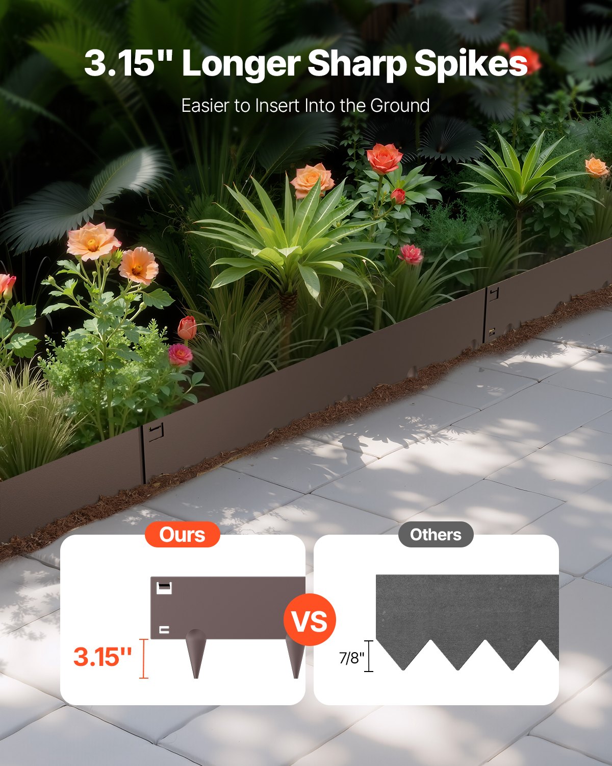 Steel Landscape Edging 5 Pack 990x156mm Rust-Resistant Bendable Heavy-Duty Brown