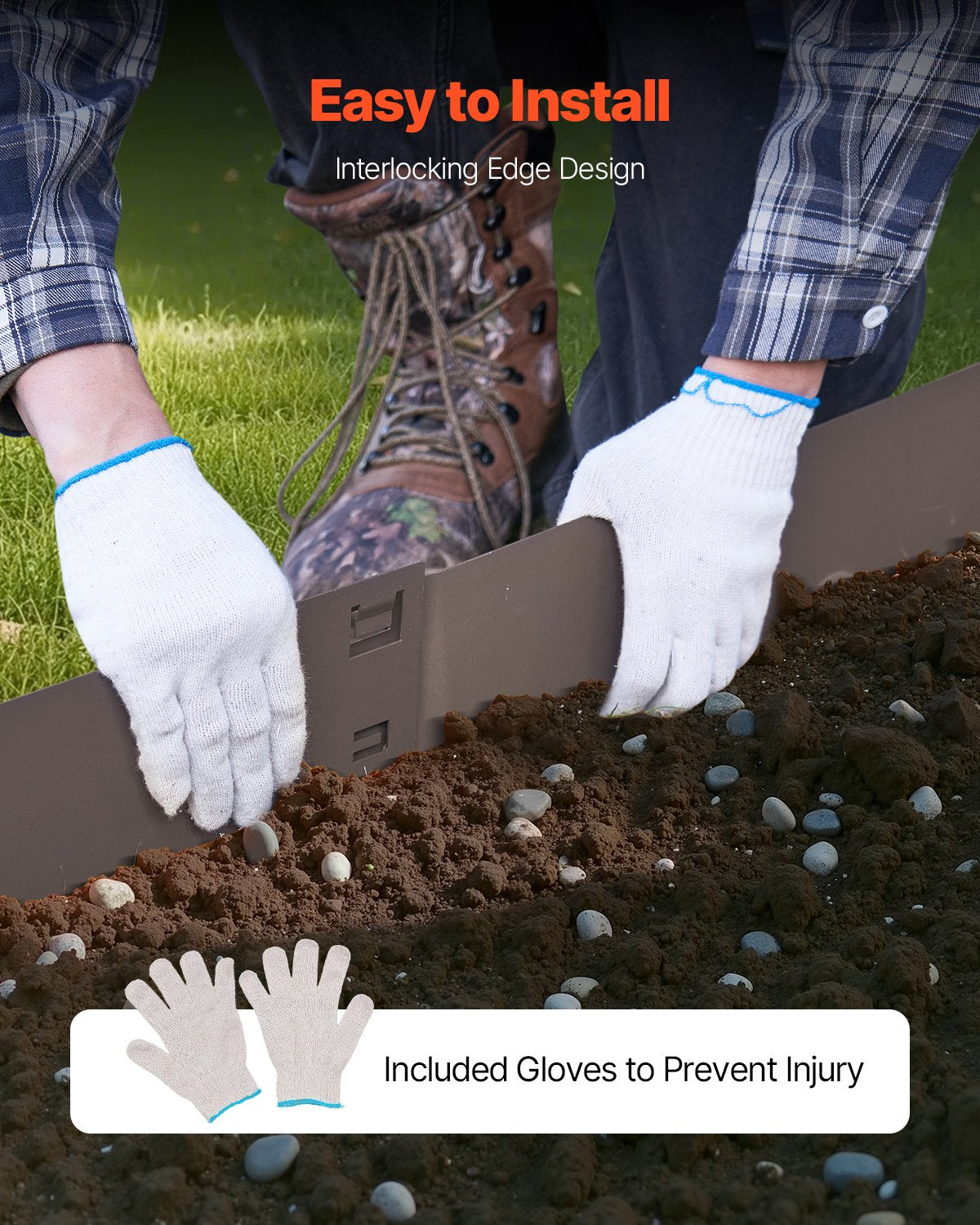 Steel Landscape Edging 5 Pack 990x156mm Rust-Resistant Bendable Heavy-Duty Brown