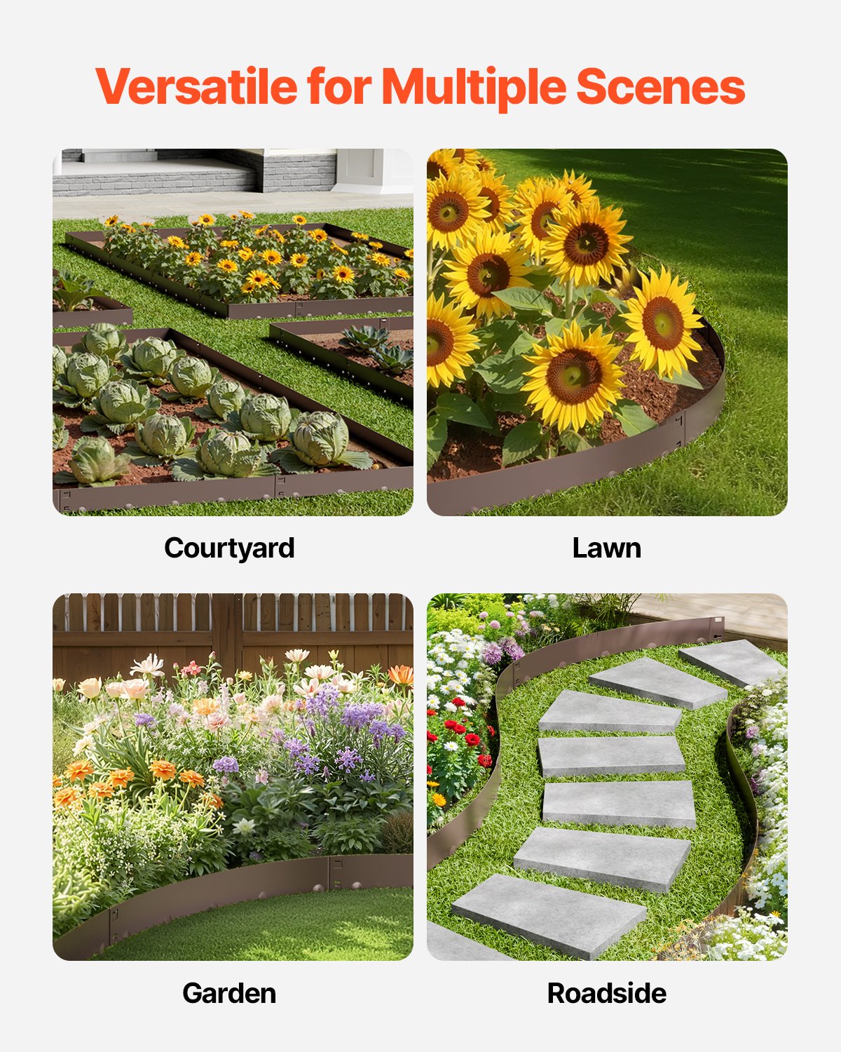 Steel Landscape Edging 5 Pack 990x156mm Rust-Resistant Bendable Heavy-Duty Brown