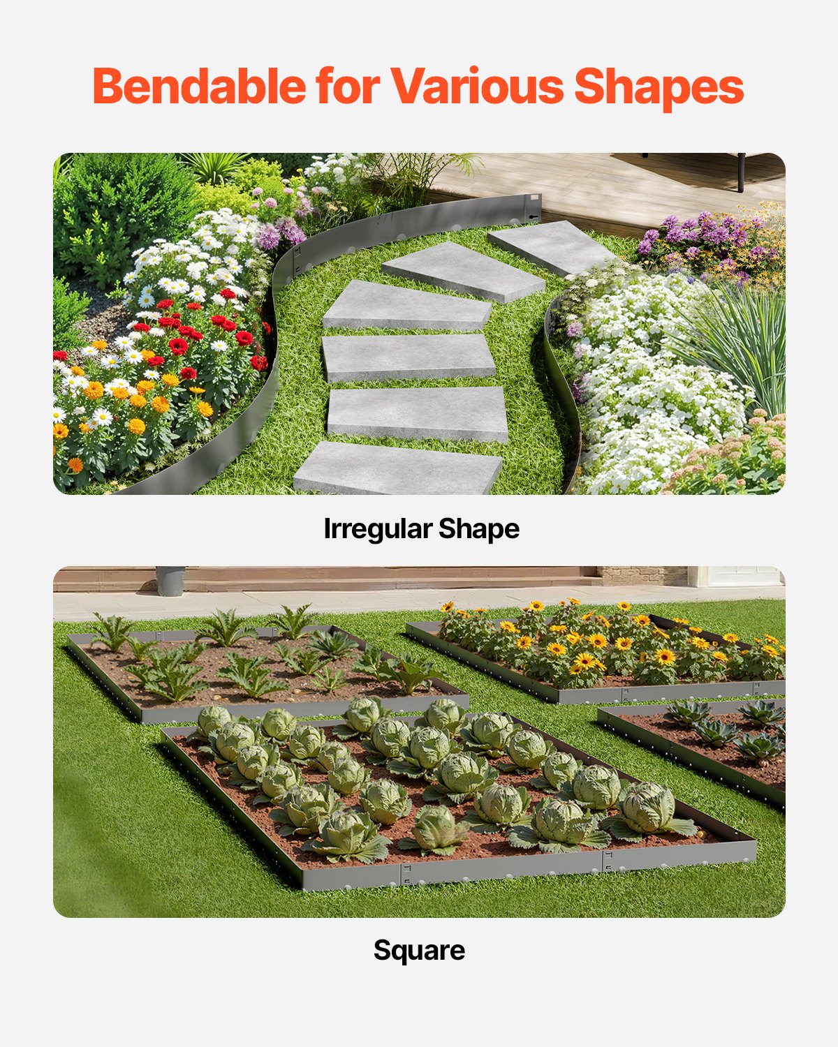 Steel Landscape Edging 5 Pack 990x207mm Rust-Resistant Bendable Heavy-Duty
